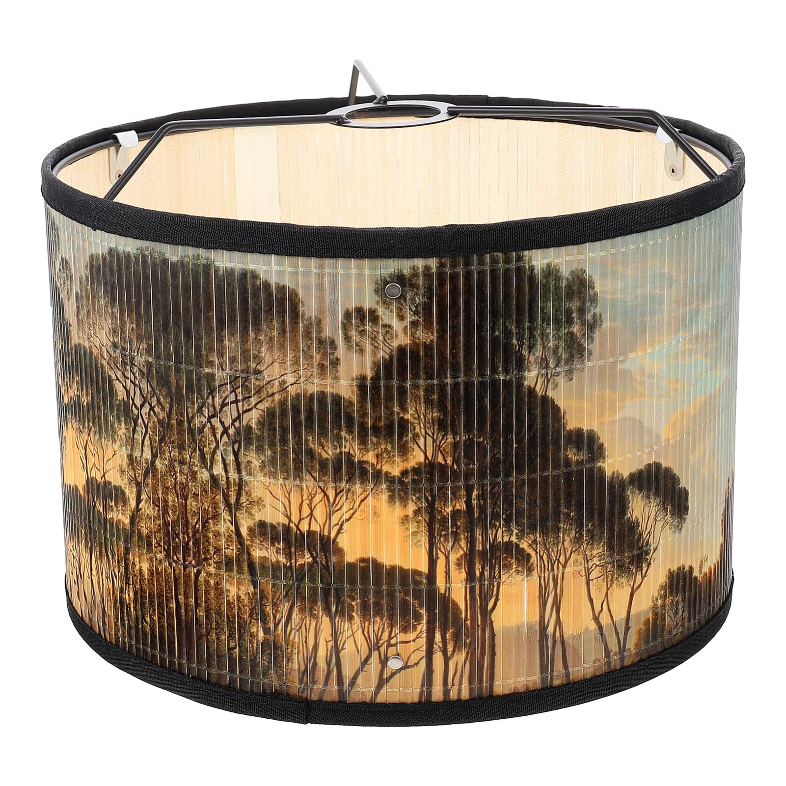 Desk Topper Chandelier Lamp Shade - Wood Weave Clip-On Lampshade For E27 Bulbs | Bamboo & Iron Design