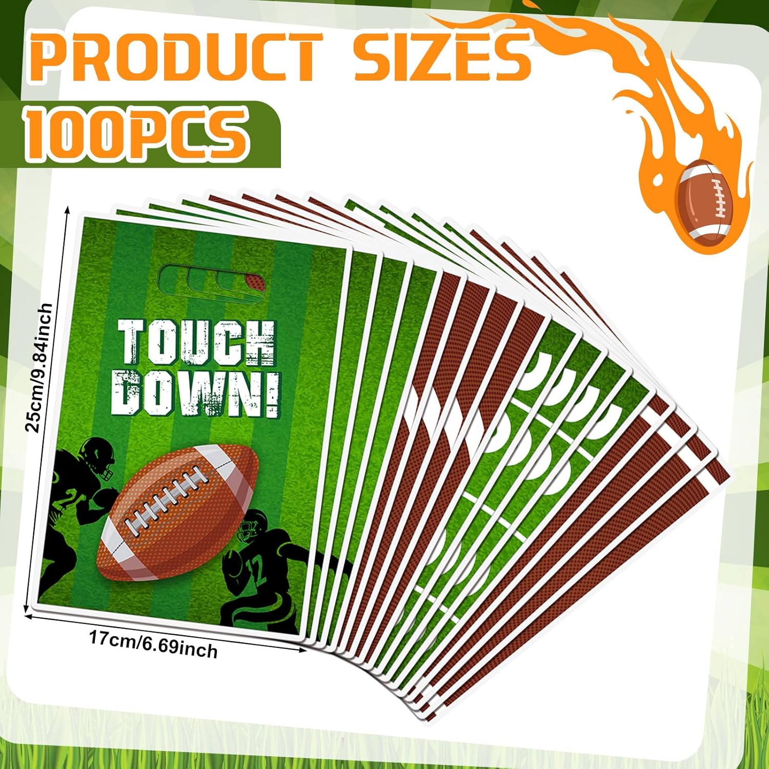 Pajean 120 Pcs Football Party Bags Plastic Sport Favor Bags for Football Themed Party Decorations Supplies - Image 2