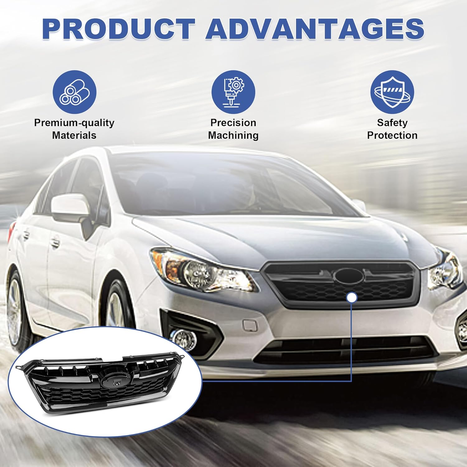 Glossy Black W/Glossy Black Grille Trim For 2012 2013 2014 Subaru Impreza ALL 91122FJ000 SU1200158