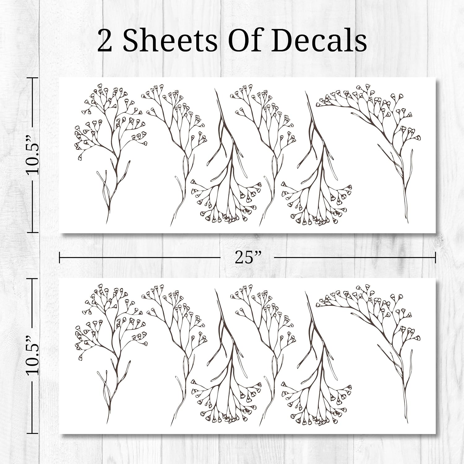 Set of 12 Brown Floral Peel and Stick Wall Decals