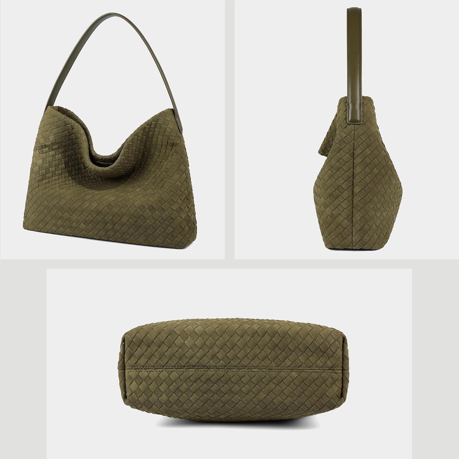 Queenoris Suede Purses Bag for Women, Top Handle Shoulder Bag Vegan Leather Hobo Bag Slouchy Travel Tote Bag Satchel for Work - Image 7