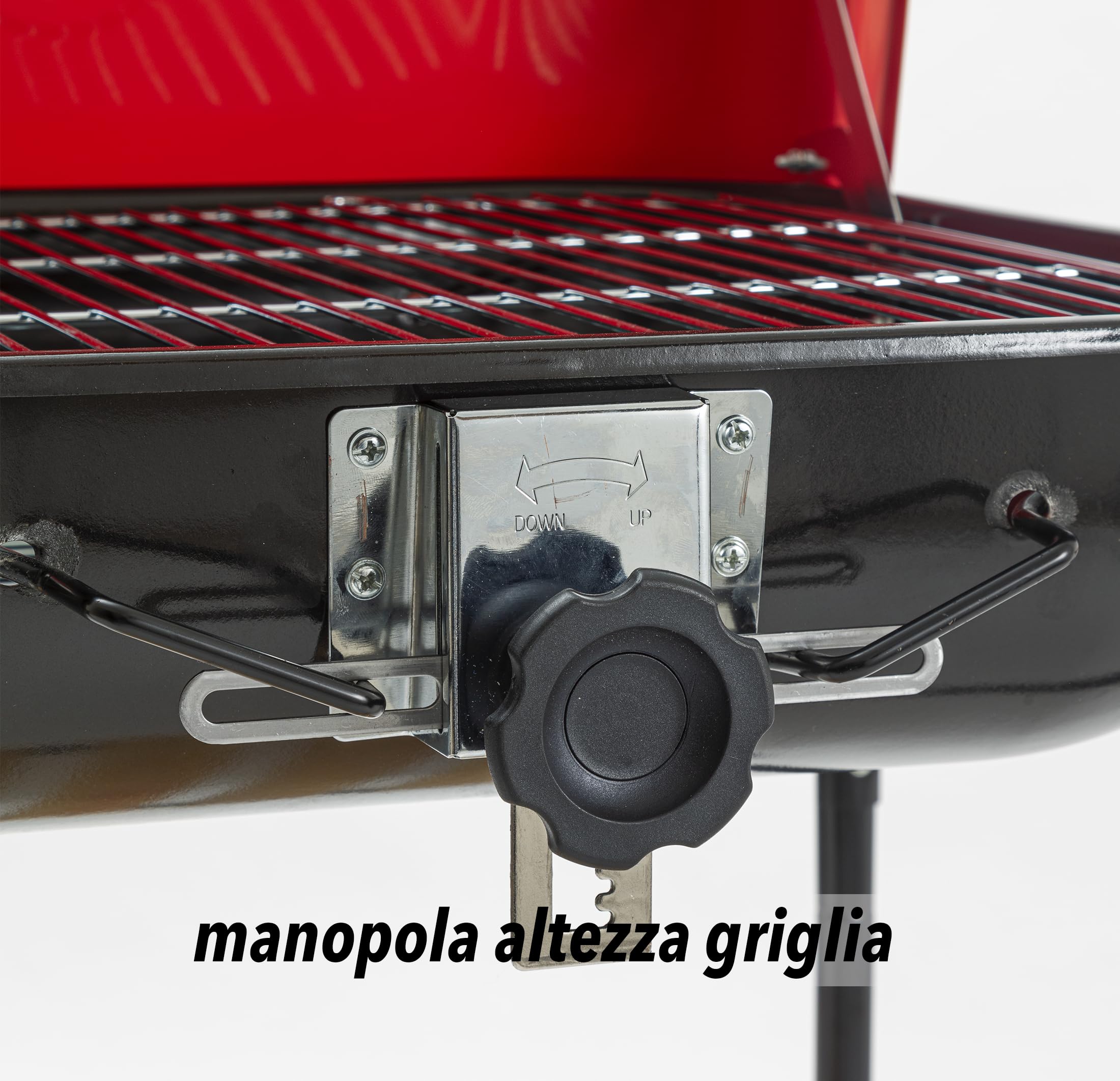 Barbeque a carbone con ruote, griglia regolabile e coperchio BBQ Efesto