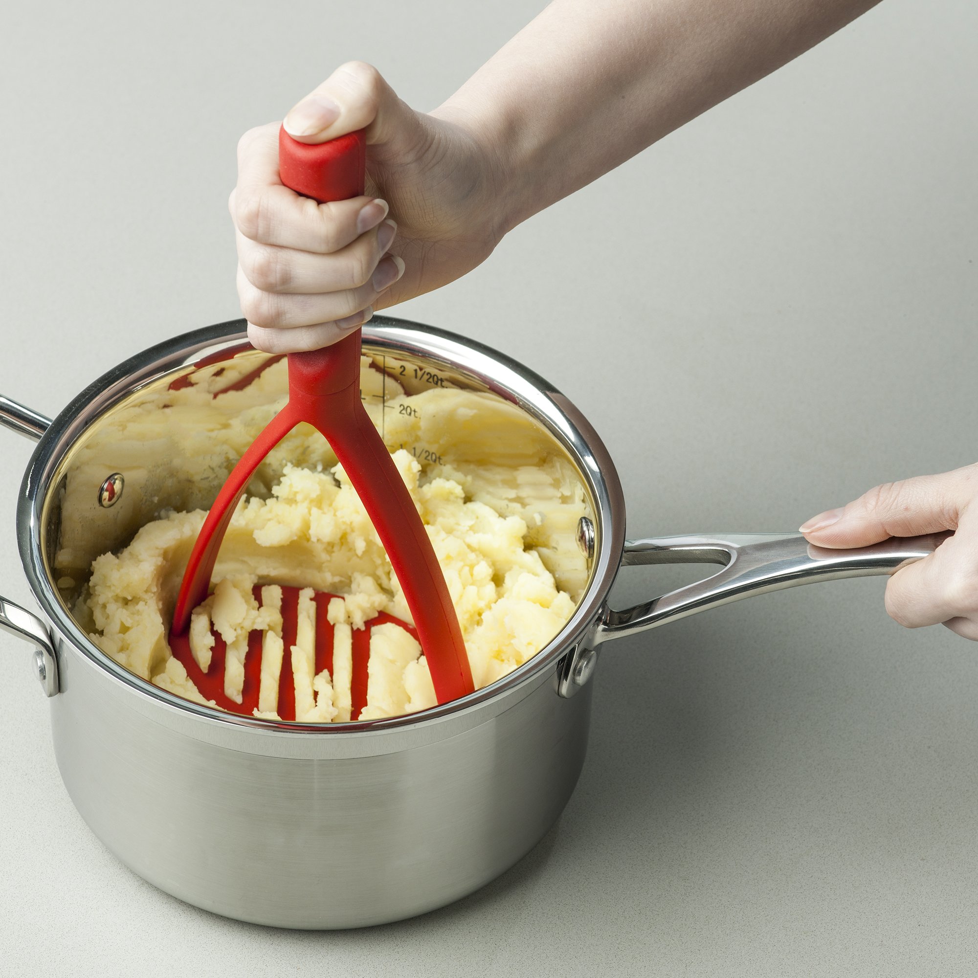 Zeal JSET47R Antihaft-Silikon-Kochzange, Löffel, Kochlöffel, Pfannenwender und Stampfer 6-teiliges Set, rot