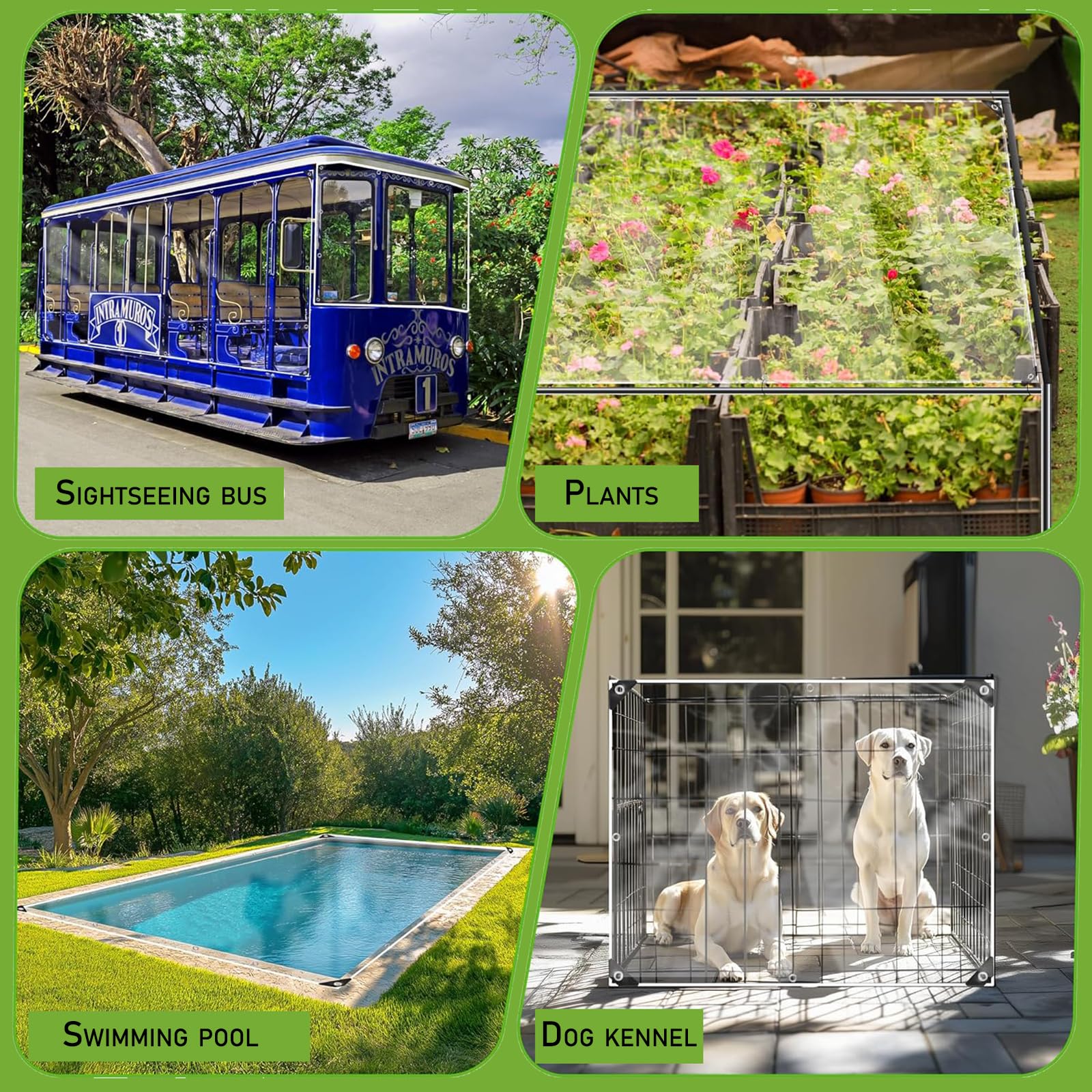 telone impermeabile per esterno -Morbido, antivento, resistente al freddo e agli strappi Adatto per gazebo da giardino, piscine, auto, serre, ecc. (1.9x3.9m)