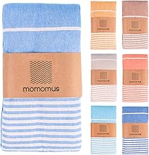 MOMOMUS XXL Beach Fouta with Fringes and 100% Cotton – Ideal as a Large Sand Free Beach Towel, Picnic Blanket, Giant Sarong or Pool Mat – Sky Blue, 210 x 240 cm