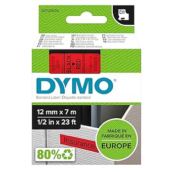 DYMO Authentic D1 Labels Black Print On White 24mm X 7m Self