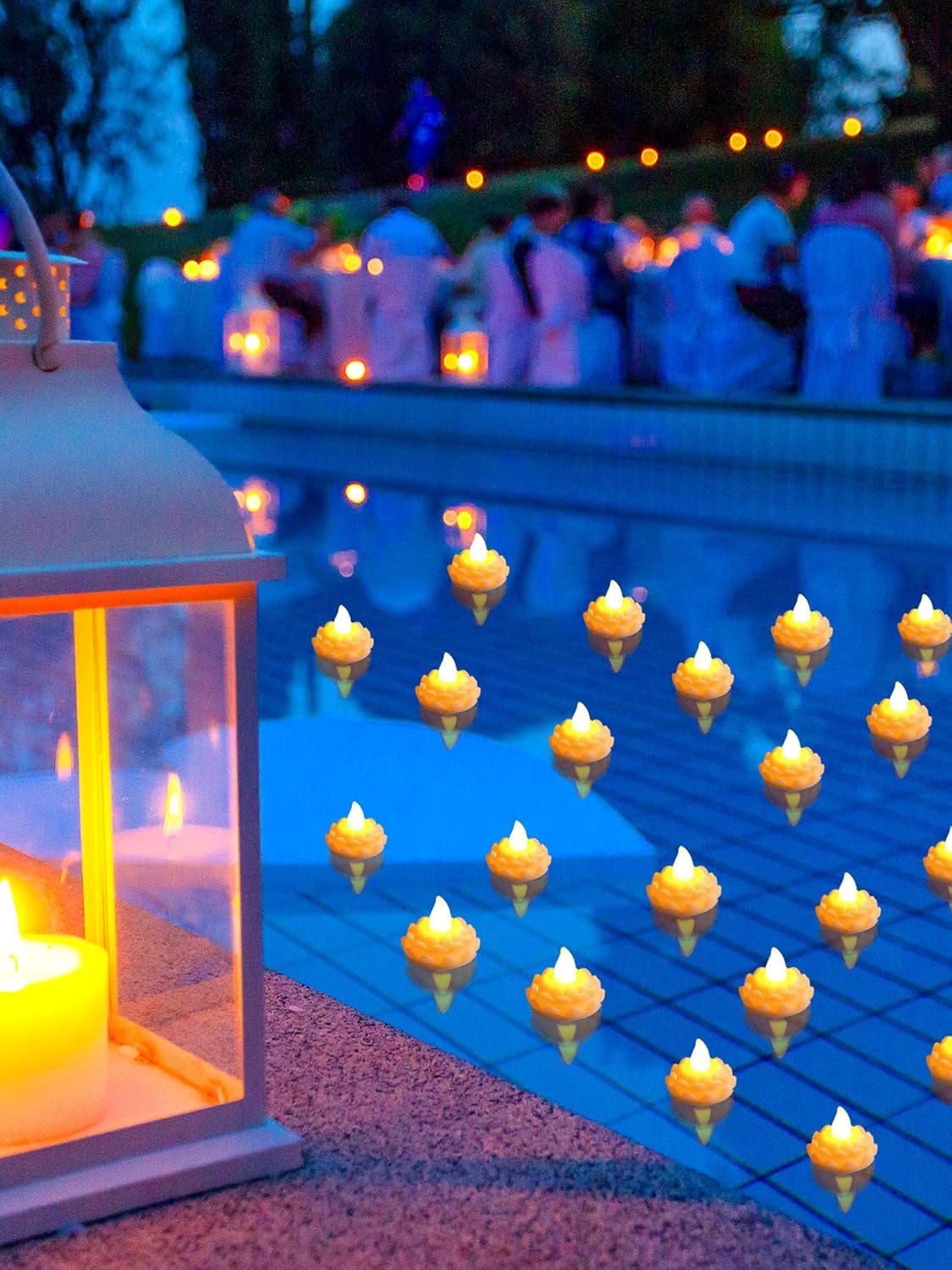 Treela 36 Pcs Flameless Floating Candles 1.6 Inch Lotus Flower LED Flickering