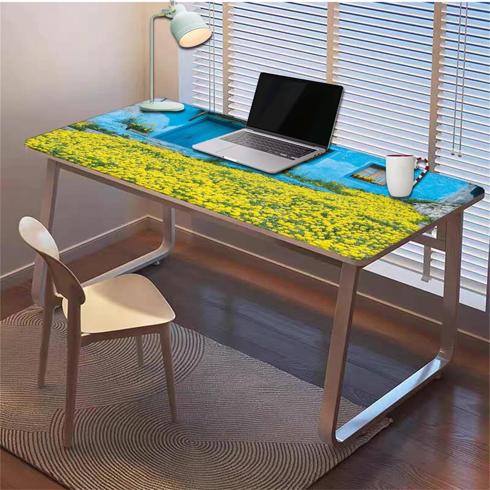 Gamingowa podkładka pod mysz 1200 x 600 x 3 mm, XXL, wodoszczelna, odporna na ścieranie, z przyszytymi krawędziami, niebieska, podkładka na biurko, poprawia prędkość i precyzję pod laptopa, komputer
