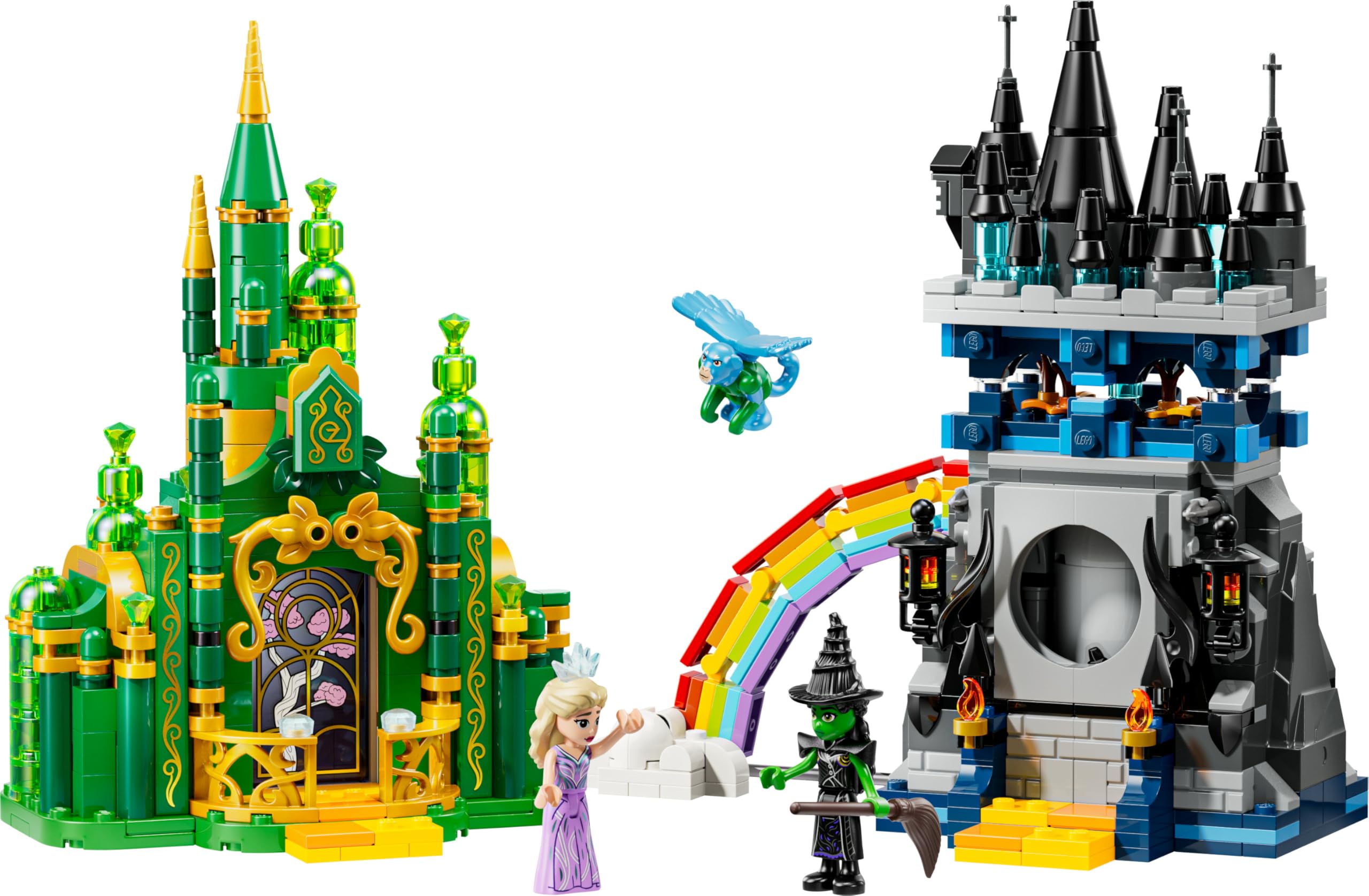 LEGO Wicked Città di Smeraldo e Castello Kiamo Ko - Giocattolo da Esposizione con Mini Bamboline di Elphaba e Glinda, Scimmia e Accessori - Regalo per Bambine da 9 Anni in su Fan del Film - 75689