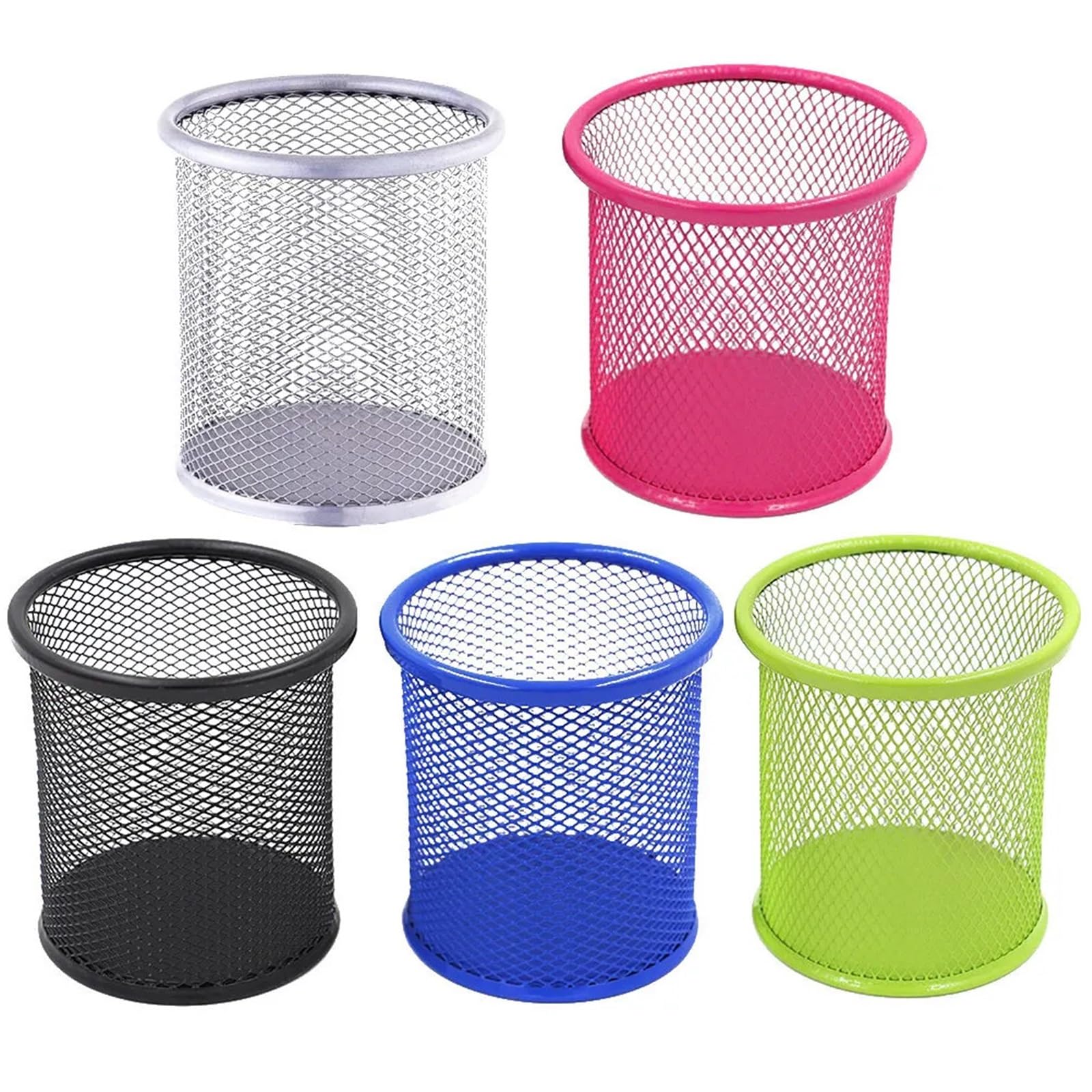 Catchorn Pen Holder 5Pcs Metal Round Mesh Desktop Pen Holder