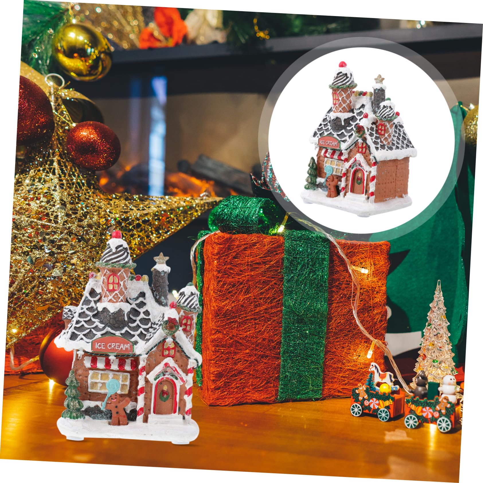 Casa Luminosa De Resina Navideña Decorativa para Manualidades, Adorno Luminoso De Escritorio Luces Led, Diseño Casa De Nieve para Decoración Interior y Ambiente Festivo, Unidad Única