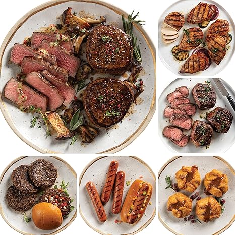 Omaha Steaks Ultimate Package, Perfect for Gifting or Filling Your Freezer, 22 items, 16 entrees – Butcher’s Cut Filet Mignons, Top Sirloin Filets, Air-Chilled Chicken Breasts, Steak Burgers, Jumbo Gourmet Franks, Steakhouse Fries, Caramel Apple Tartlets & Seasoning
