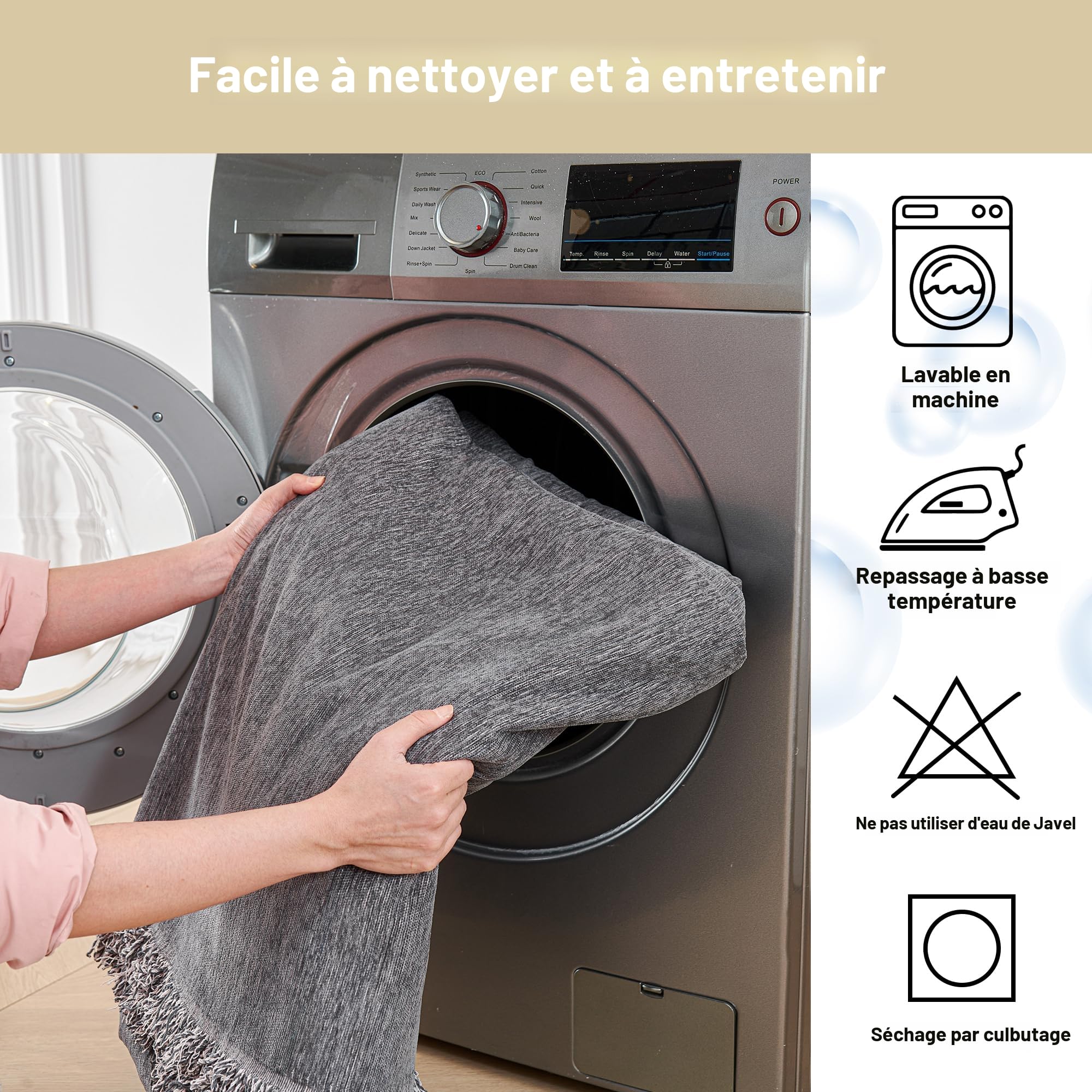 MYSKY Home Housse de Canapé 1/2/3/4 Places 180 x 300 cm Gris Foncé Forme de L d'angle Protege Canape Plaid Protection Canape Chat Chiens Anti Griffe en Chenille Sofa Cover, Housse pour Meubles