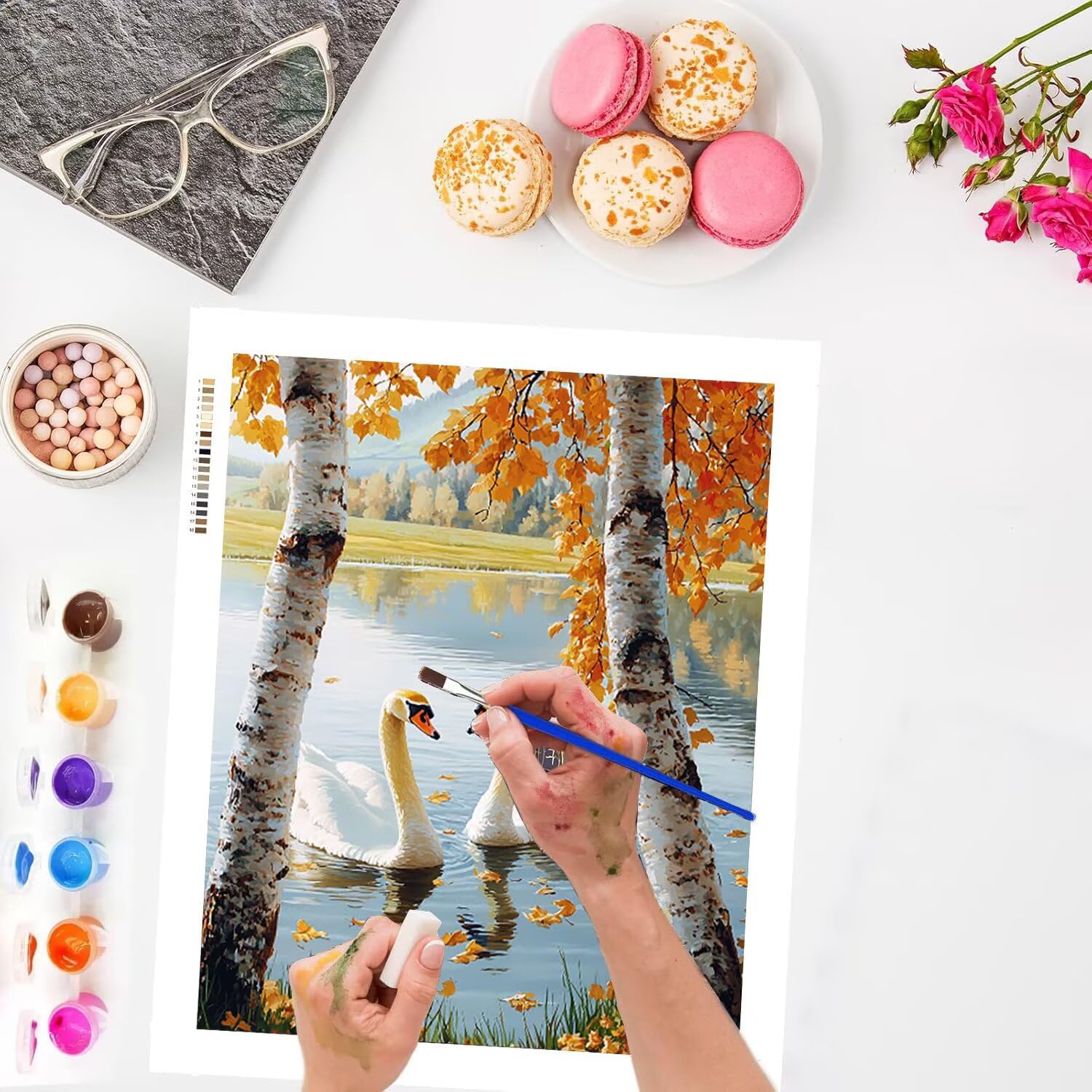 WEISHIWE Lac des cygnes Peinture Numero Adulte Kits, 80x100cm m-942