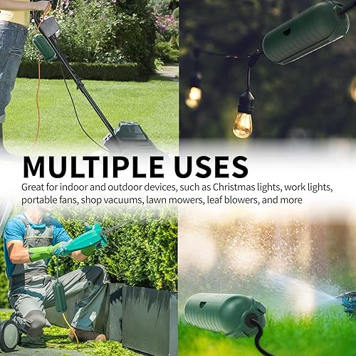 Miniatura 8 de Garnen IP44 Paquete de 2 fundas de seguridad para cables de extensión para exteriores con sello resistente a la intemperie, protector de cable de