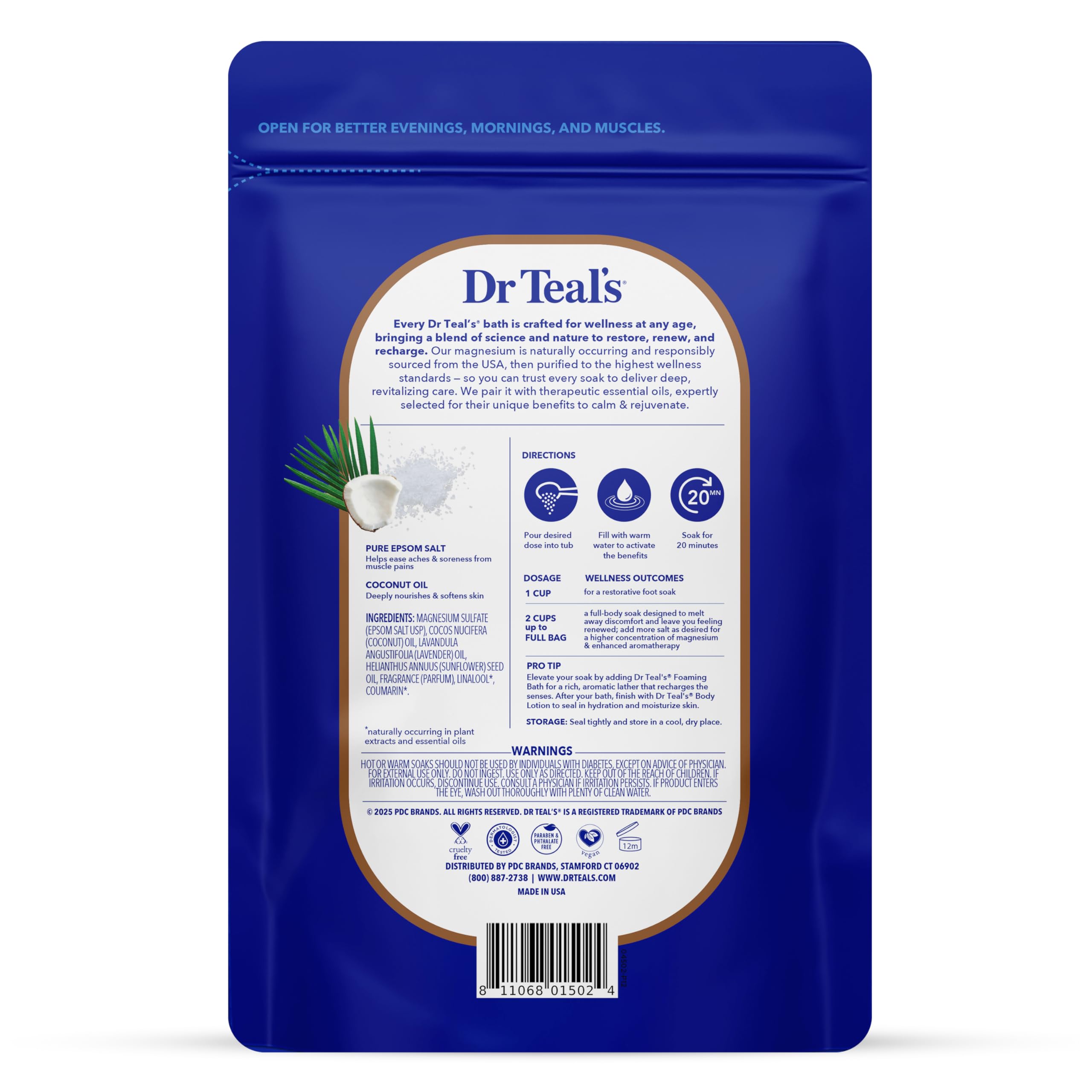 Dr Teal's Epsom Salt Magnesium einweichen, nährt und schützt mit Kokosöl, 1,3 kg (4 Stück)