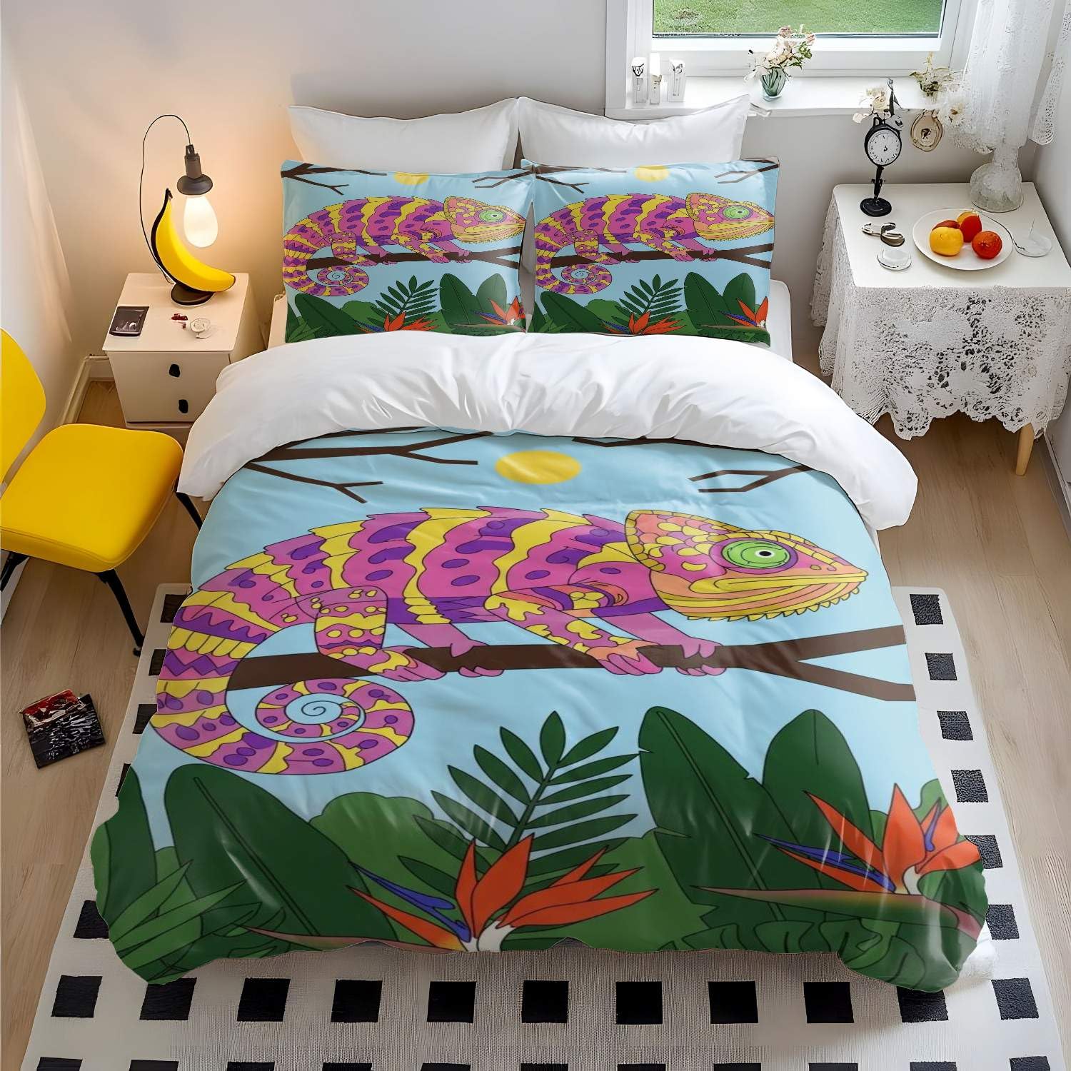 Housse de couette 3D animal botanique parure de lit grand réalisme