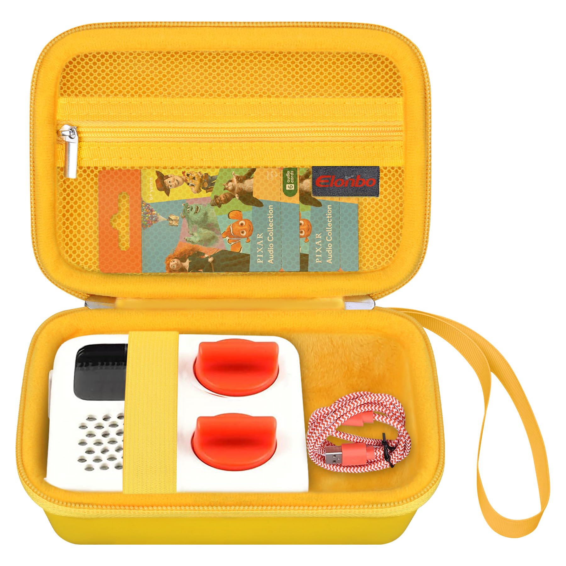 Elonbo Carrying Case for Yoto Mini – Kids Portable Bluetooth Travel Speaker Player, Kids Audio & Music Player cover, Children’s Speaker Plays Audiobook Cards Radio Storage Holder, Yellow (CASE ONLY)