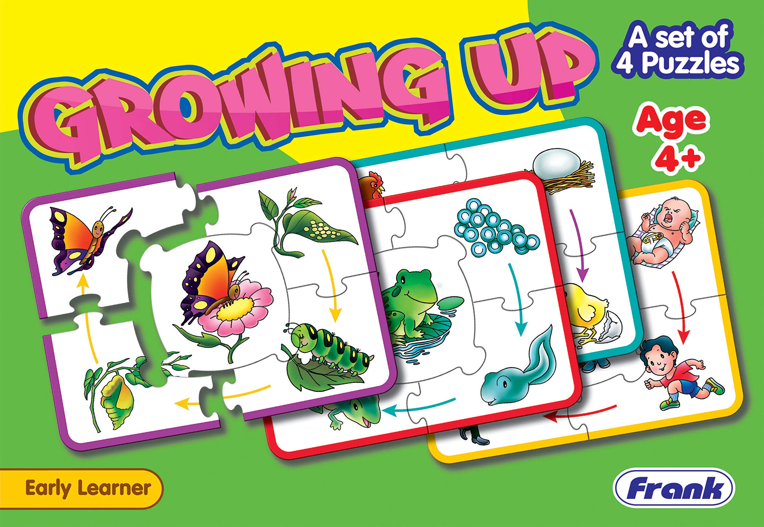 Frank Growing Up Puzzle – 20 Pieces, 4 Self-Correcting 5 Piece Puzzles - Early Learner Logic Puzzles for Kids for Age 4 Years Old and Above - Educational Toys and Games