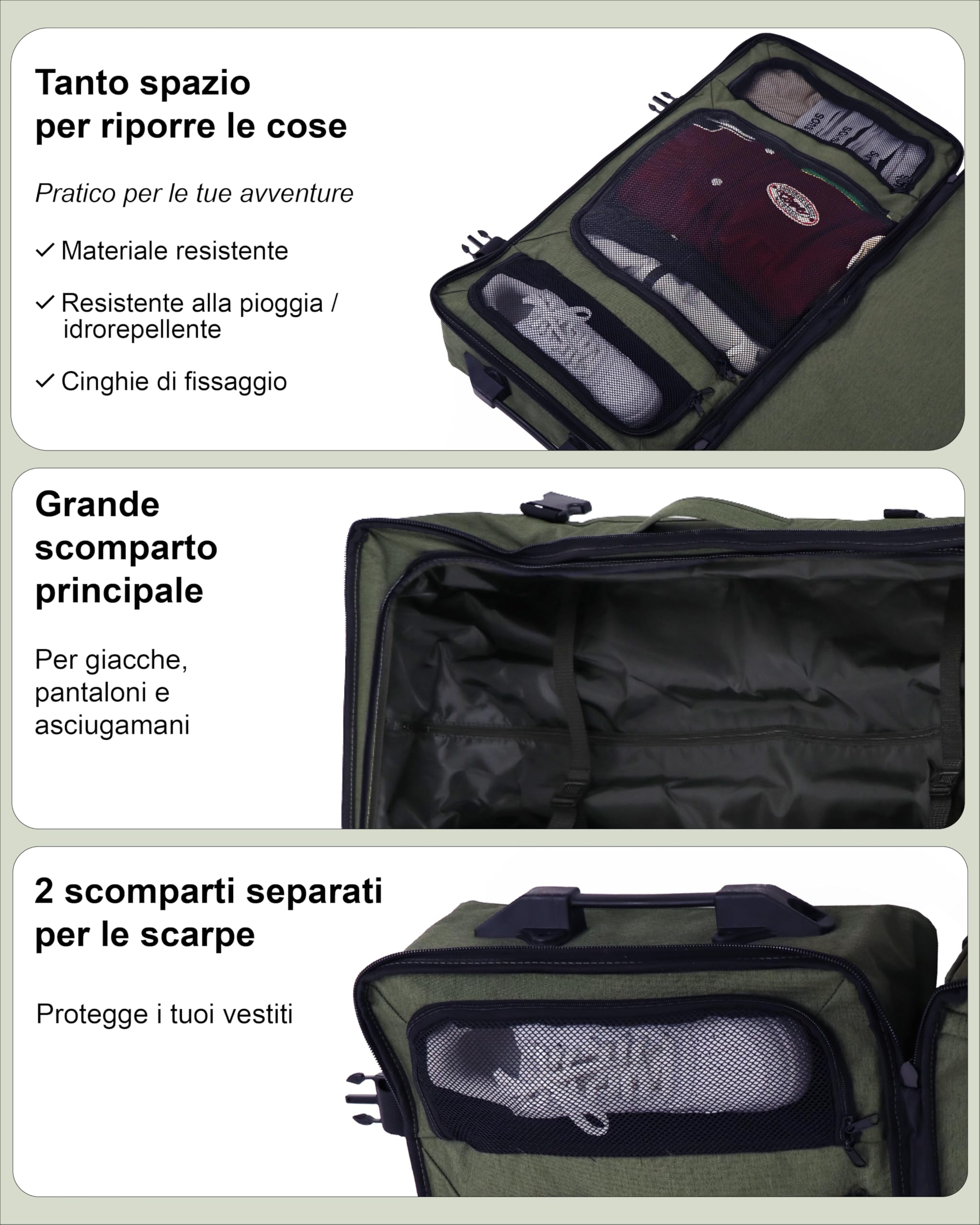 Grande borsa da viaggio con 2 ruote KANE rolling suitcase 80 cm valigia sportiva trolley da viaggio