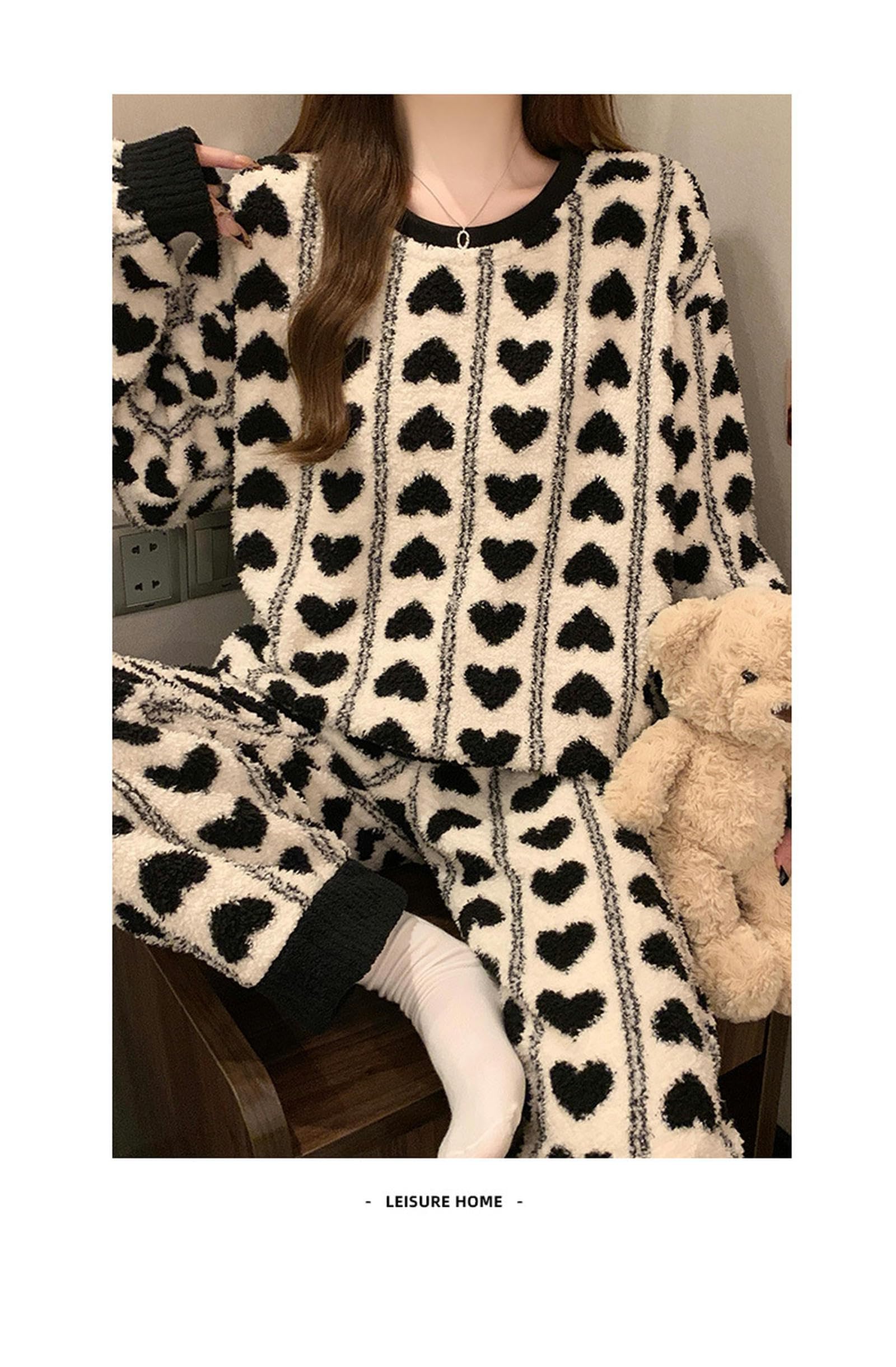 Pigiama Donna Invernale Pigiama Inverno Inverno Le Donne in Inverno Flanella Invernale E Inverno Abiti da Casa-rosa-2xl (140-160 Catties)