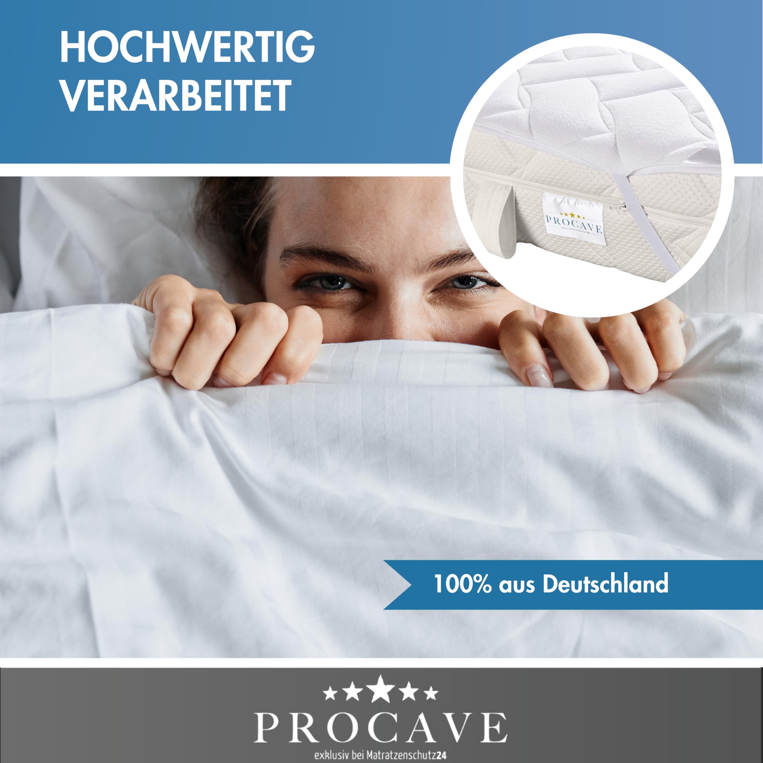 PROCAVE 1810-1811-1812 Protège-Matelas surpiqué, Tissu éponge, Weiß, 100x210 cm