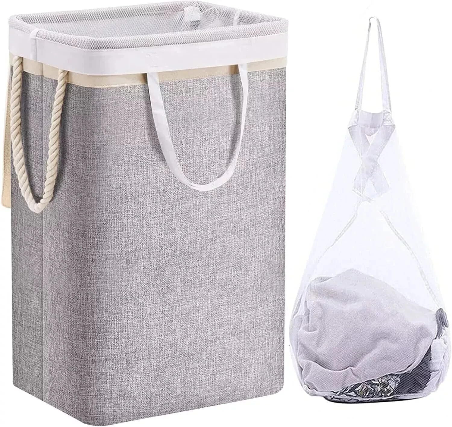 Yangers 72L Collapsible Laundry Basket with Lid and Handles, Large Portable Foldable Easy Carry Fabric Rectangular Hamper with Removable Insert Inner Bag Washing Storage Unit for Bedroom Bathroom