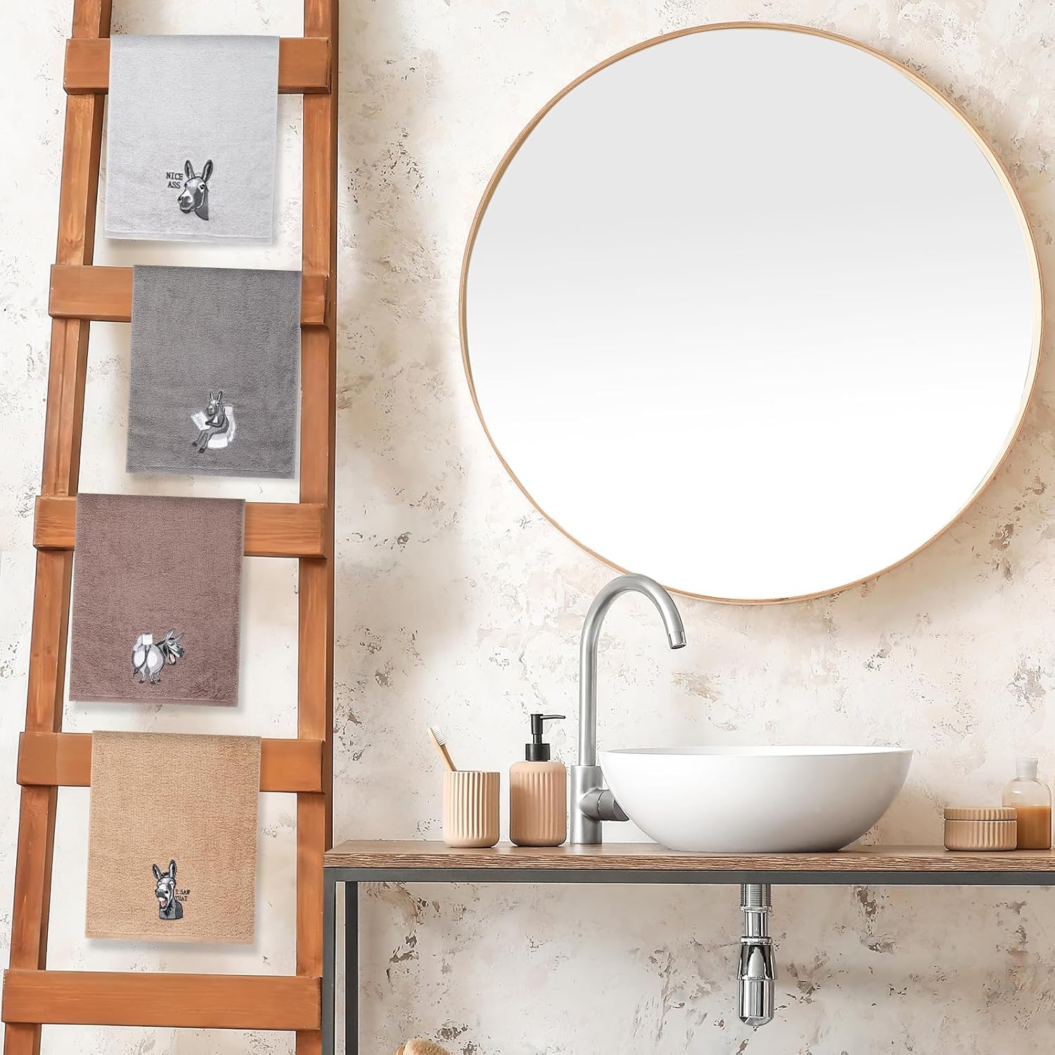 4 PCS Funny Donkey Hand Towels for Bathroom 29 x 13 Farmhouse Bathroom Western Decor Home Decoration Hello Sweet Cheeks Farmhouse Decorative Donkey Hand Towels - Image 5