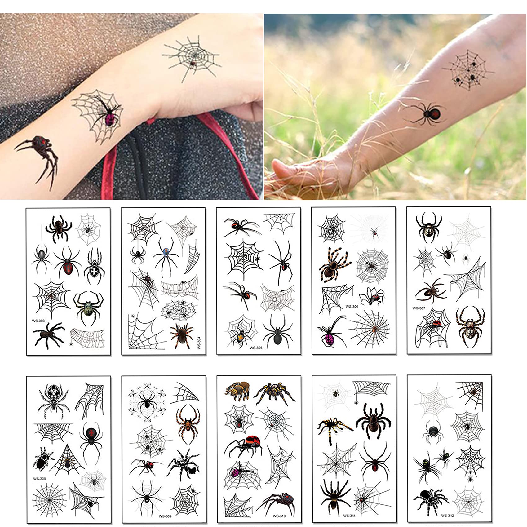 Amazon.com : 10 Sheets Halloween Spider Temporary Tattoos for Adult and  Kids, Halloween Theme Party Decorations Spider Web Body Art Fake Tattoos,  DIY Halloween Tattoo Stickers Beauty Accessories : Beauty & Personal Care