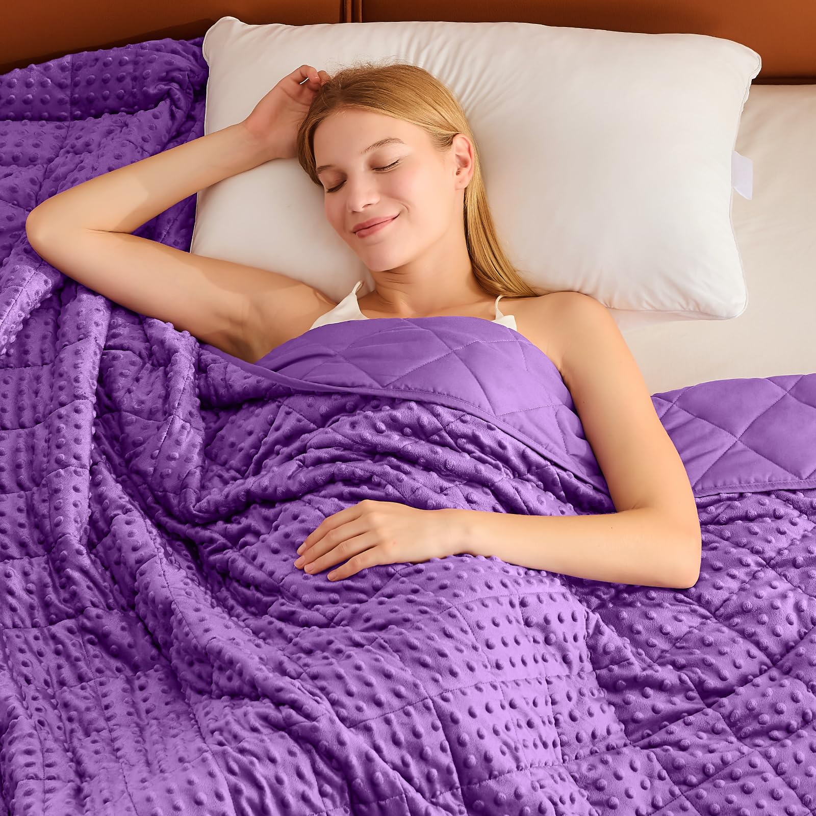 Purple Weighted Blanket for Adults 15lbs, 48"x72", Twin Full Size Cooling Minky Heavy Throw Blanket for 140-160lbs, Soft Winter Thick Big Blankets Weighted Comforter Gift for Sleeping