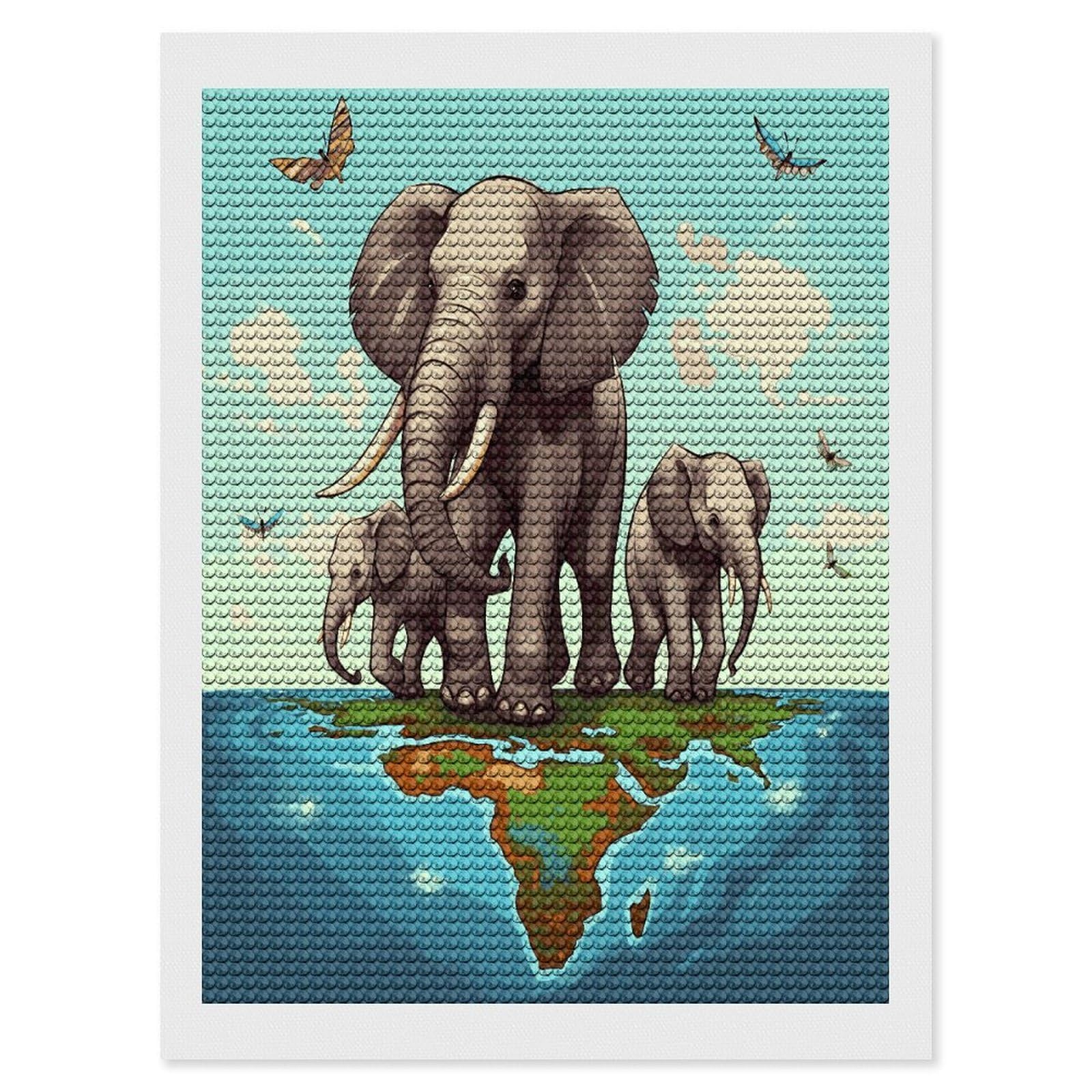 JTREHY Elephants Diamond Art Kits Personalized DIY Round Diamond Painting Kits for Beginner Full Drill Diamonds Dots Paintings for Adults Gem Art Crafts Home Decor