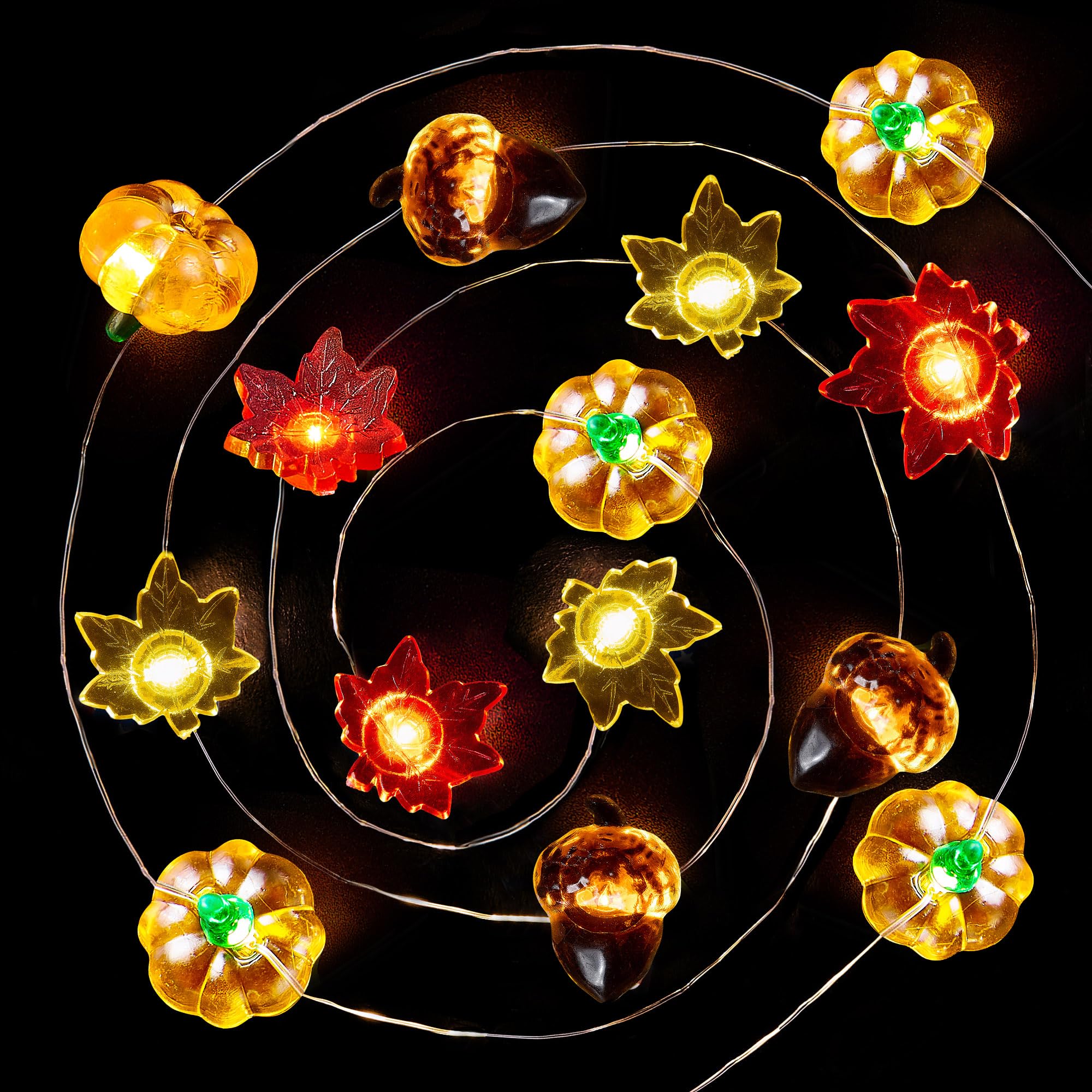 BlcTec Herbstdekorationen für Zuhause, 40 LEDs, Herbstlichterkette mit , 3D-Kürbisse und Ahornblättern, batteriebetriebene Lichterkette mit Timer für drinnen und draußen, Halloween