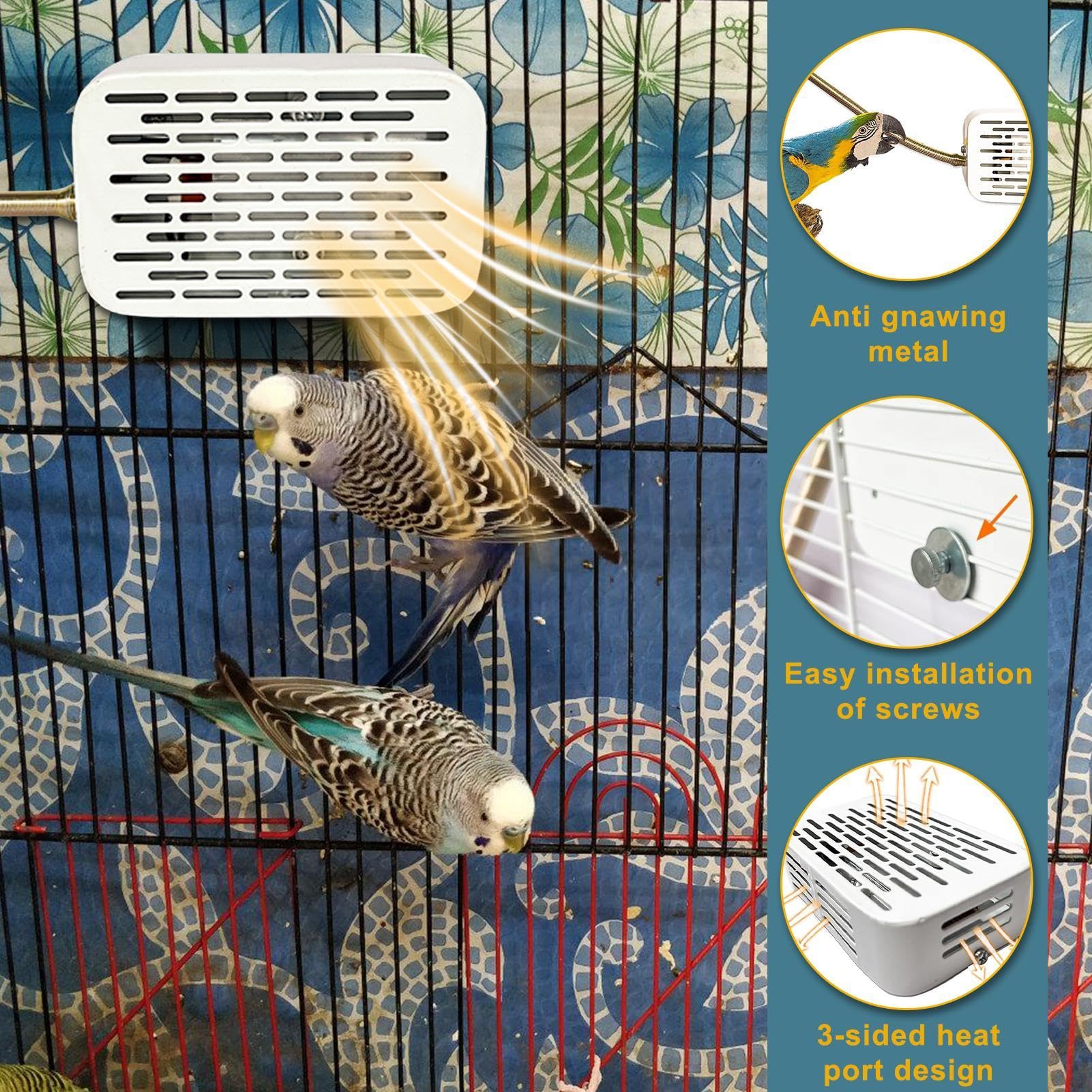Papageien-Wärmeheizung – Vogelheizung aus kaubeständigem Metalldraht, Beleuchtung der Vogellampe simuliert die natürliche Umgebung | Vogelheizung für Papageien, Hamster, elektrische Heizstange für Pap