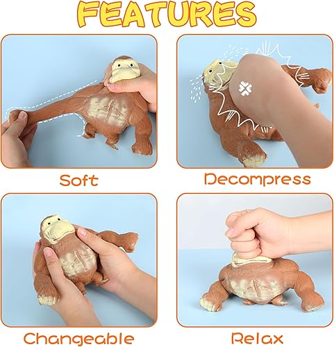 Miniatura 4 de Juguete divertido de mono para niños y adultos, juguetes para aliviar el estrés Tiktok, juguete elástico de mono, juguete elástico para apretar