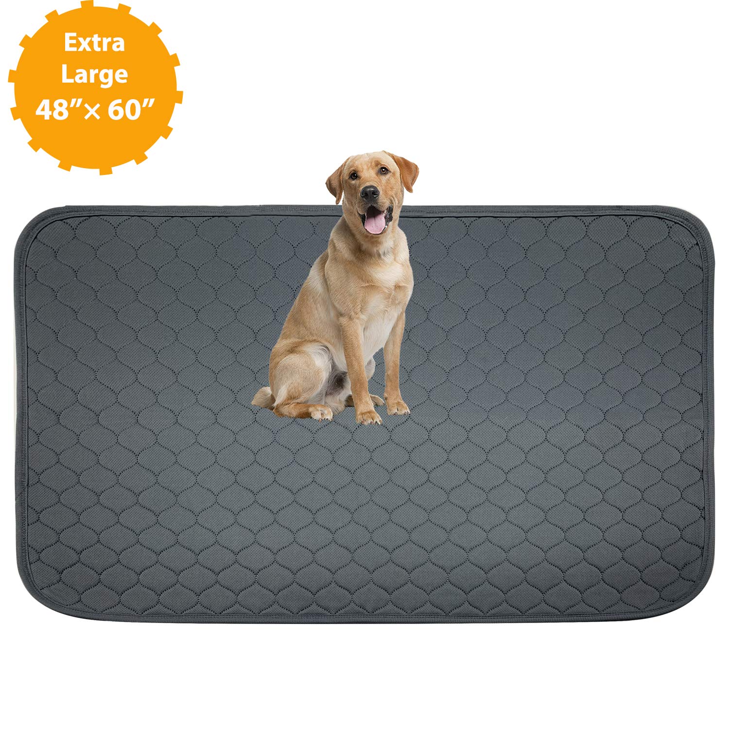 Washable Pee Pads for Dogs,Extra Large Non Slip Puppy Pee Pads with Waterproof, Reusable, Absorbent Pet Pee Pads for Training, Travel or Whelping,48" 60"