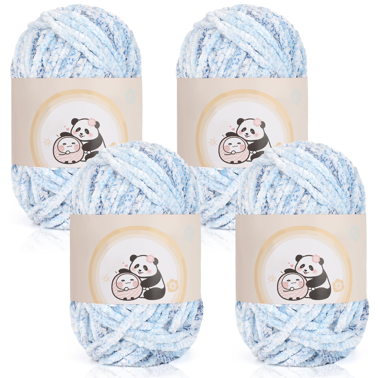 Aeelike 400g(4x100g) Warme Chenille Wolle zum Häkeln, Flauschige Dicke Garn zum Handstricken, Samt Velvet Babywolle zum Stricken, Weich Plüschwolle für Amigurumis Babydecke