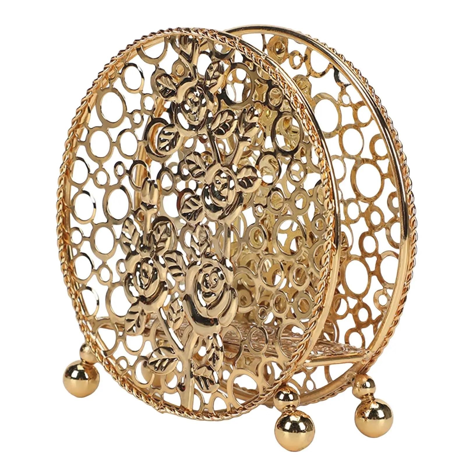Napkin Holder Stylish Napkin Holder, Hollow Out Storage Organizer Round Stand Tissue Dispenser