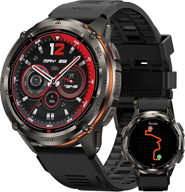 Imagen relacionada con KOSPET Tank T3 Ultra 2 Reloj Inteligente Hombre GPS, 1,43'' Acero Inoxidable Smartwatch Hombre con Llamadas Bluetooth, 470mAh 50m Impermeable Reloj Inteligente con Altitude/Brújula para iOS Android