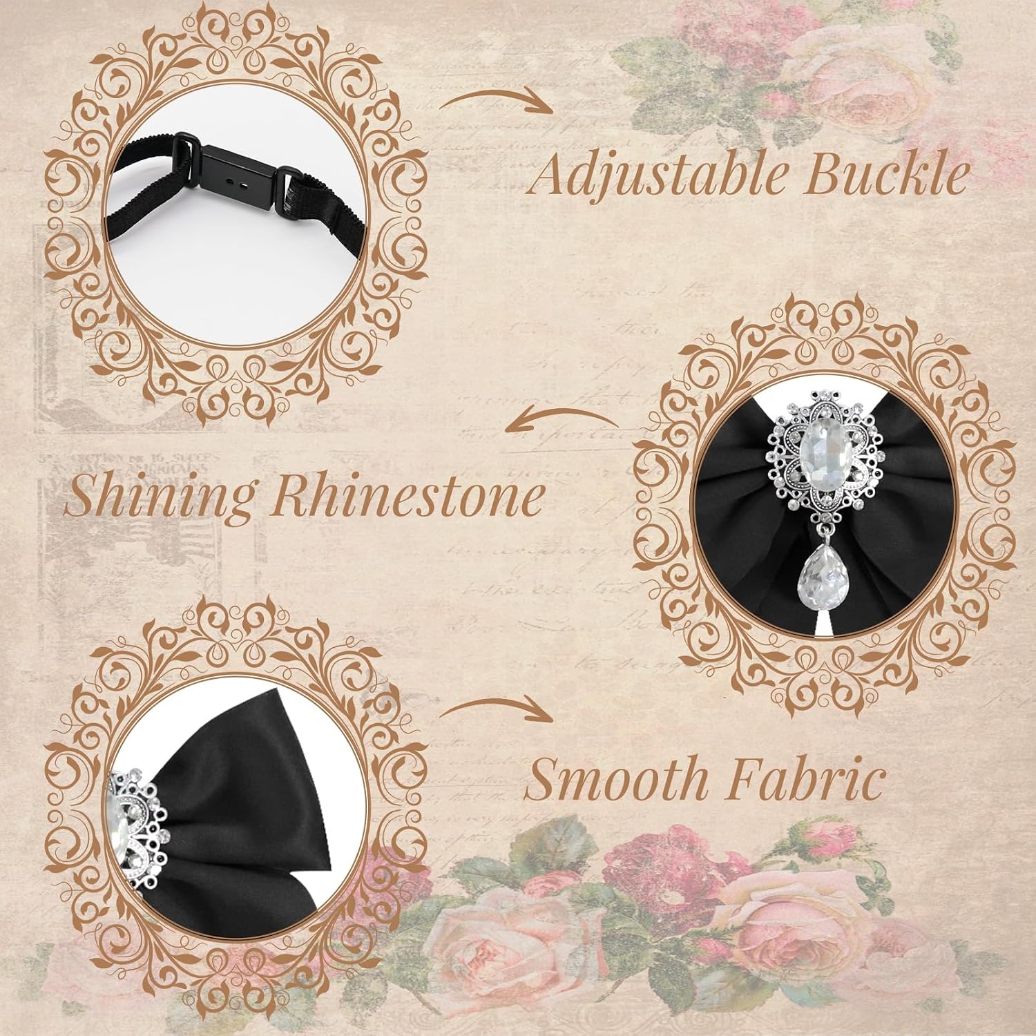 Bow Ties for Women, Rhinestone Ribbon Neck Ties for Women Men Clip on Womens Bow Tie for Shirt