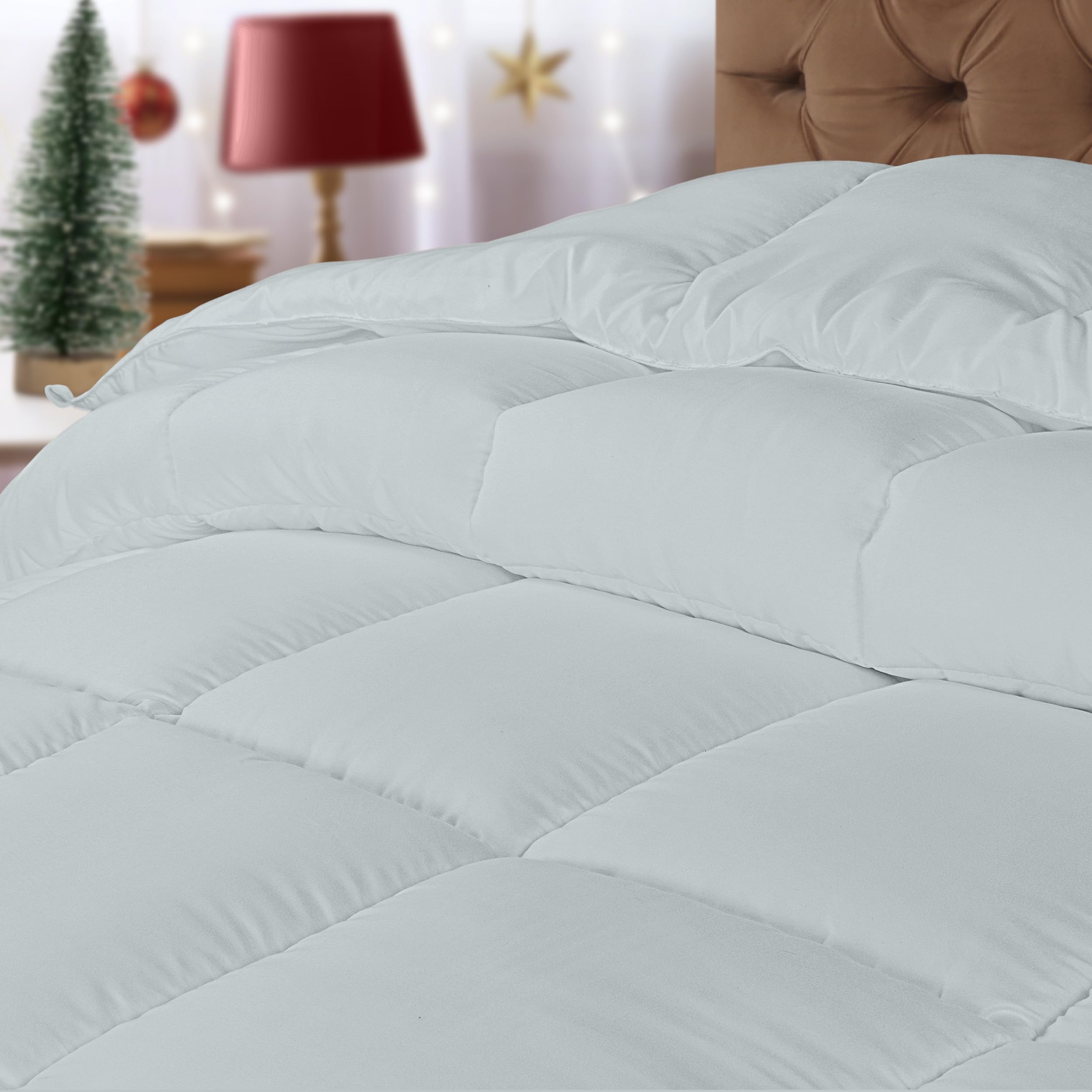 Utopia Bedding Piumone 200 x 200 cm 370 gsm, Piumino Una Piazza e Mezza, Piumino Letto Una Piazza e Mezza, Trapunta Una Piazza e Mezza 100% Microfibra (Grigio Chiaro)