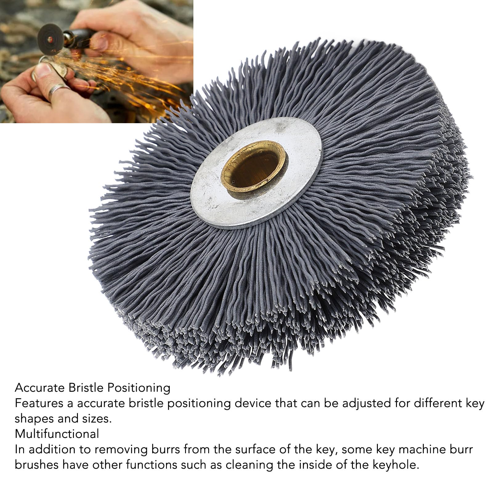 Key Machine Deburring Key Machine Brush 80x20x10mm Nylon and Stainless Steel Multifunctional Crimped Wire Wheel Brush