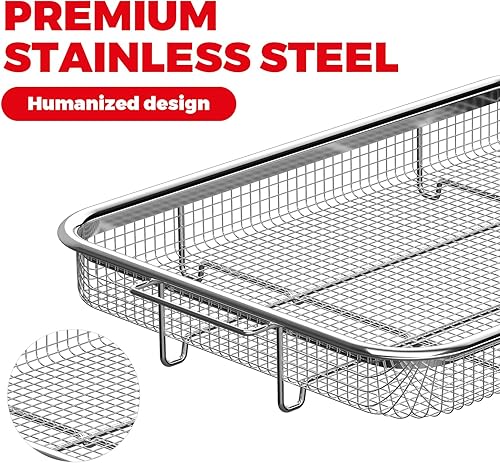 Miniatura 4 de Cesta de freidora de aire para horno, cesta de freidora de aire y bandeja de horneado de acero inoxidable, rejilla de freidora de aire para horno
