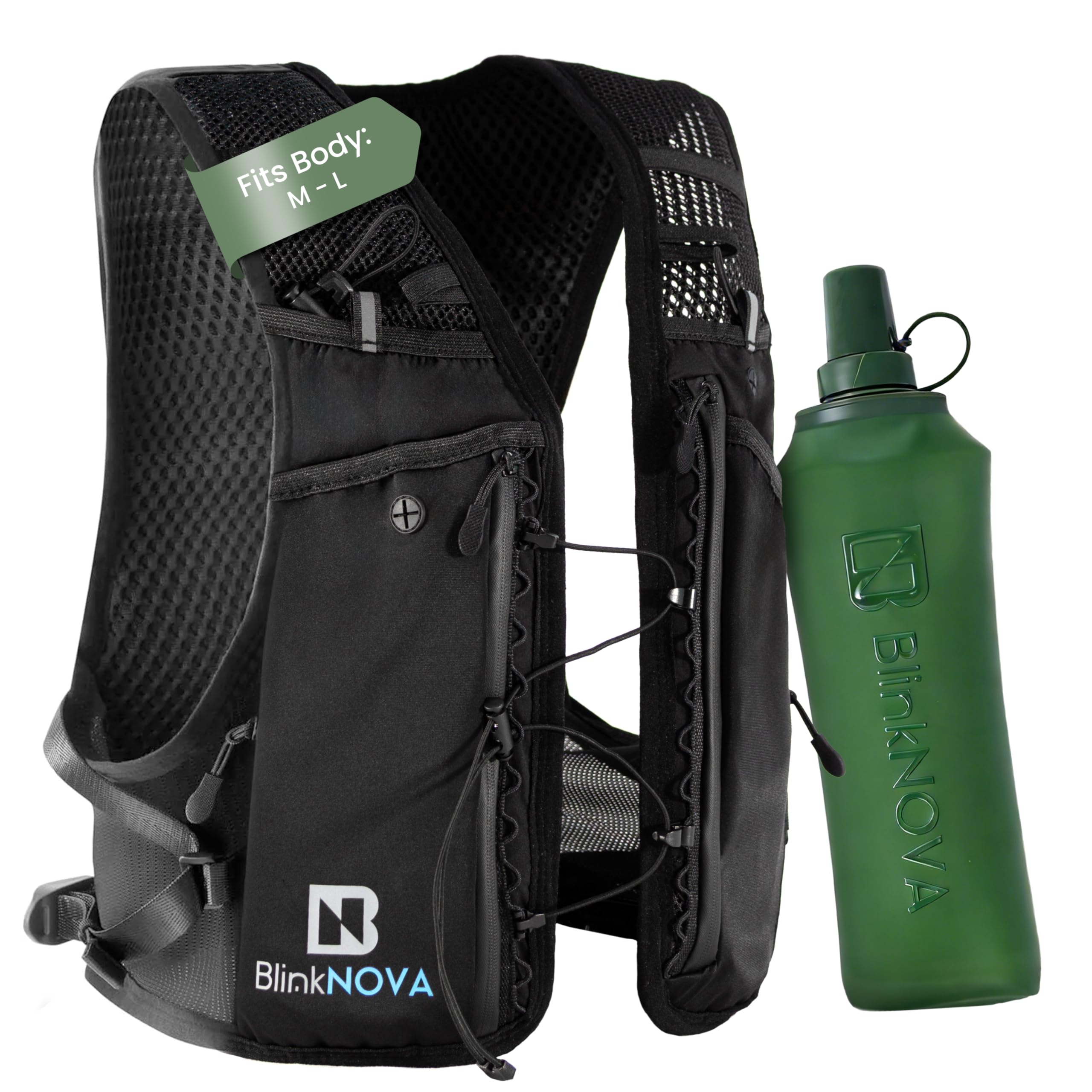 Running Hydration Vest with 500ml Soft Flask – Lightweight Breathable Running Vest for Men & Women, Adjustable Front Cord, Phone Holder, Reflective Hydration Pack for Trail & Marathon Running