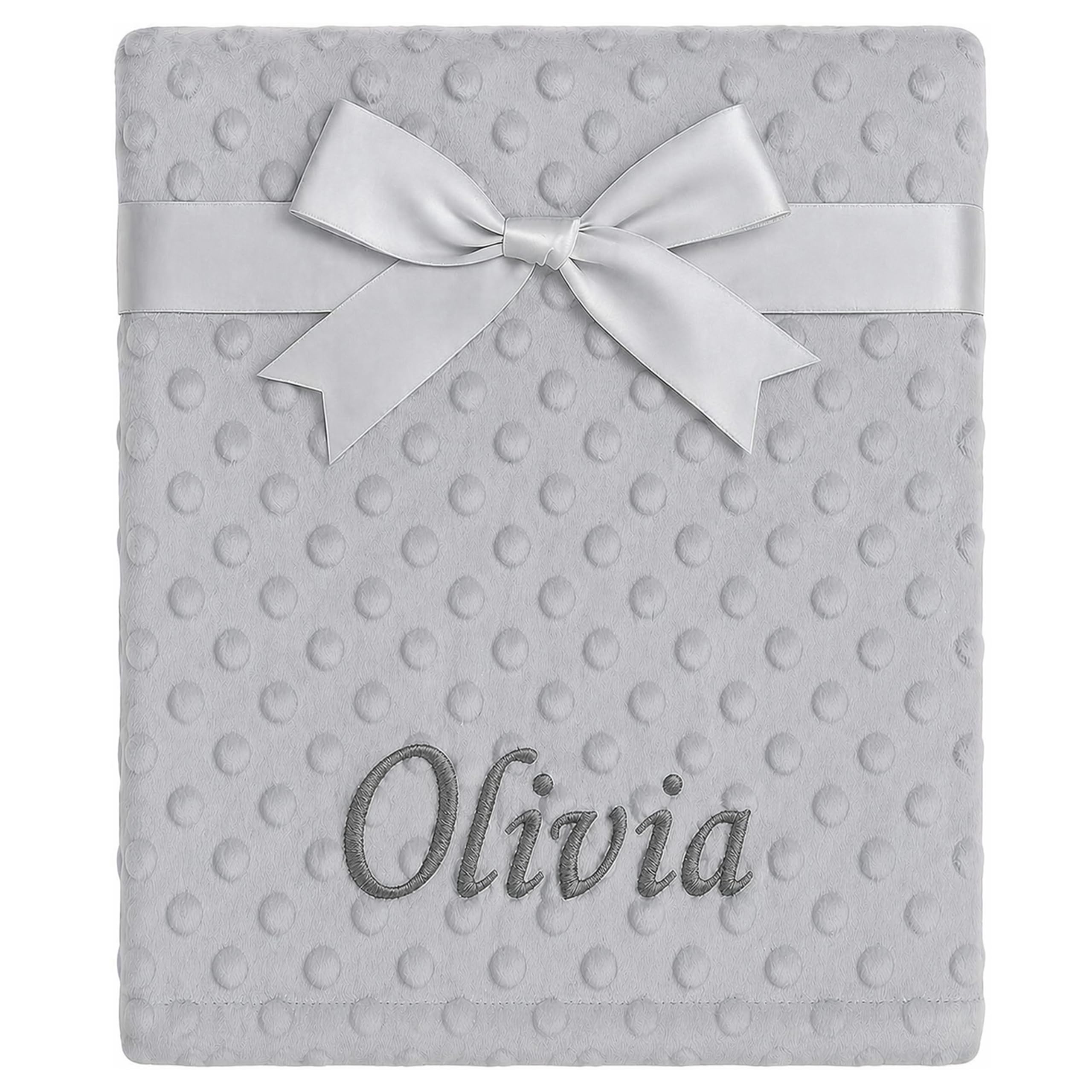 Baby Boy Girl Personalised Blanket Embroidered Name Bobble Star (Grey Bobble)