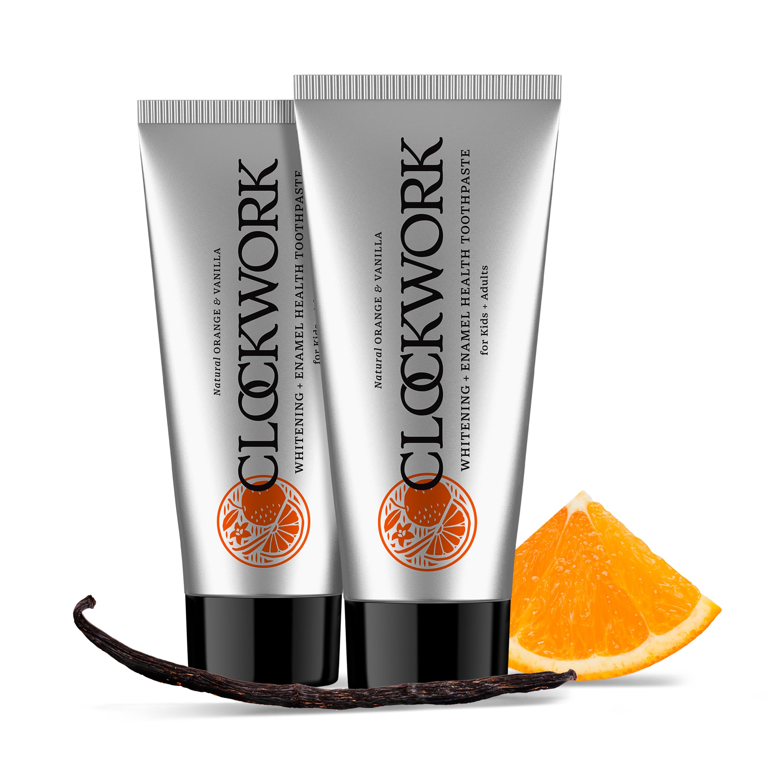 Clockwork Kids Toothpaste with 5% HydroXy™ (Nano-Hydroxyapatite + Xylitol) | Enamel Repair & Cavity Protection | Fluoride Free, SLS Free | Orange Vanilla 80g | Pack of 2-image-22