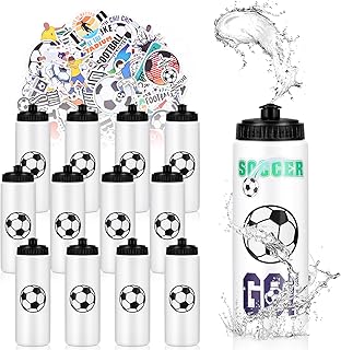 DI QIU REN 12 PCS 20 OZ Soccer Water Plastic Bottle with 300 PCS Stickers