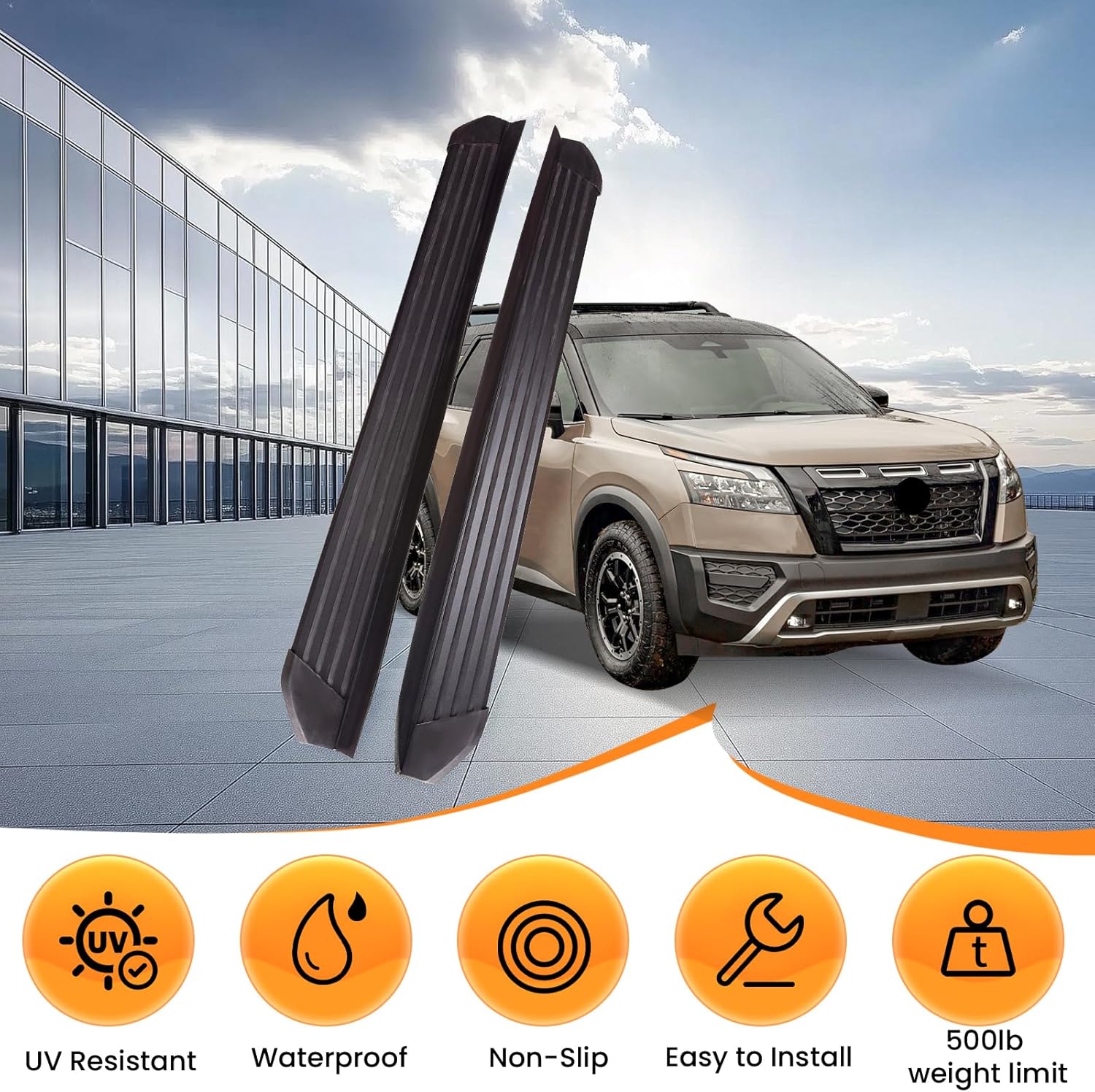 Running Boards & Steps for Nissan Pathfinder 2022-2025 Aluminum Side Steps with Brackets, 2 PCS Black Running Boards Right Left Side Step Rail Nerf Bars for Nissan Pathfinder 2022 2023 2024 2025