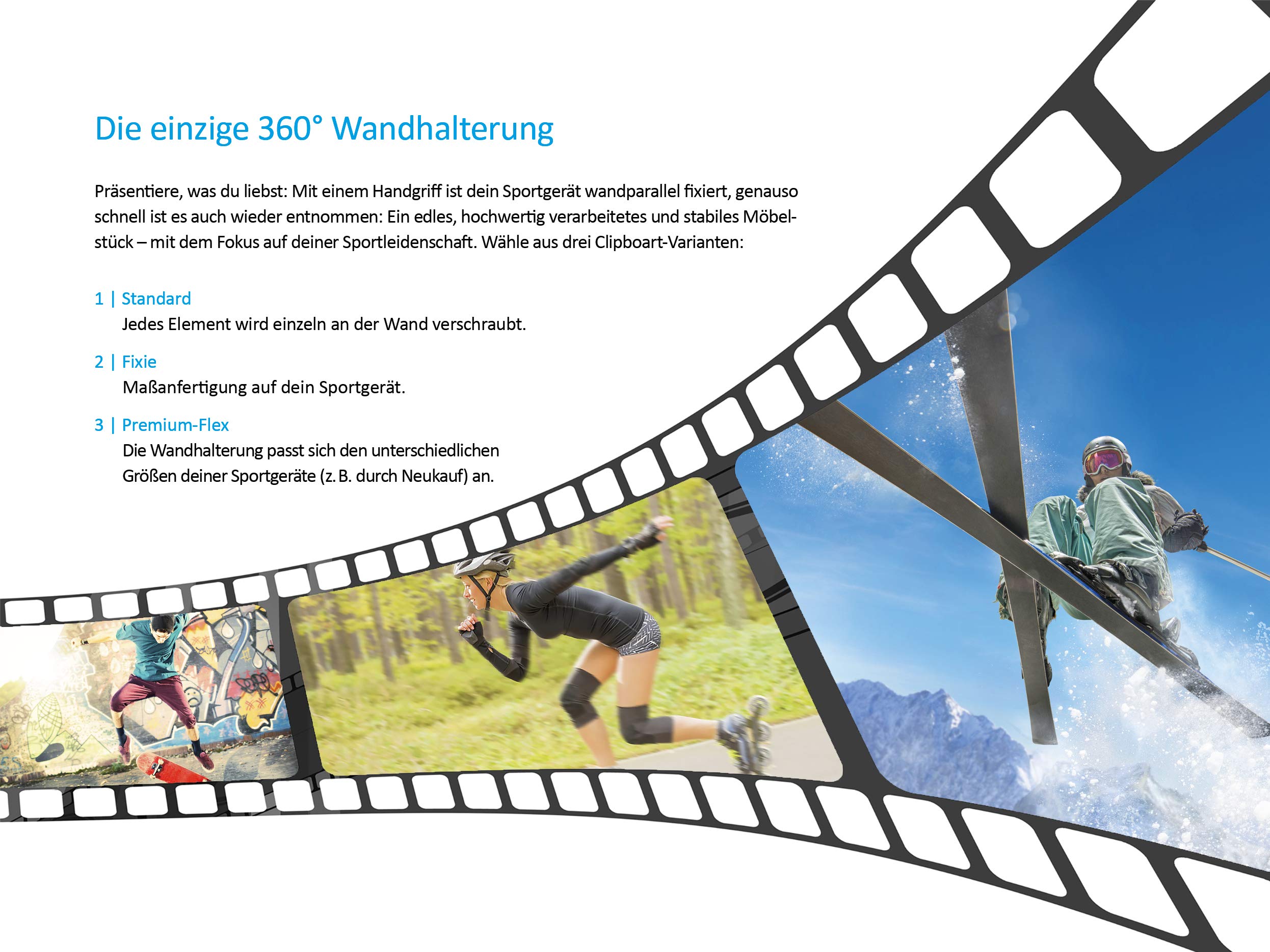 Premium Clip-Wandhalterung für Wakeboard & Kiteboard | 360° einstellbar horizontal vertikal diagonal | 275–490 mm | Holz Boardhalter | Made in Germany
