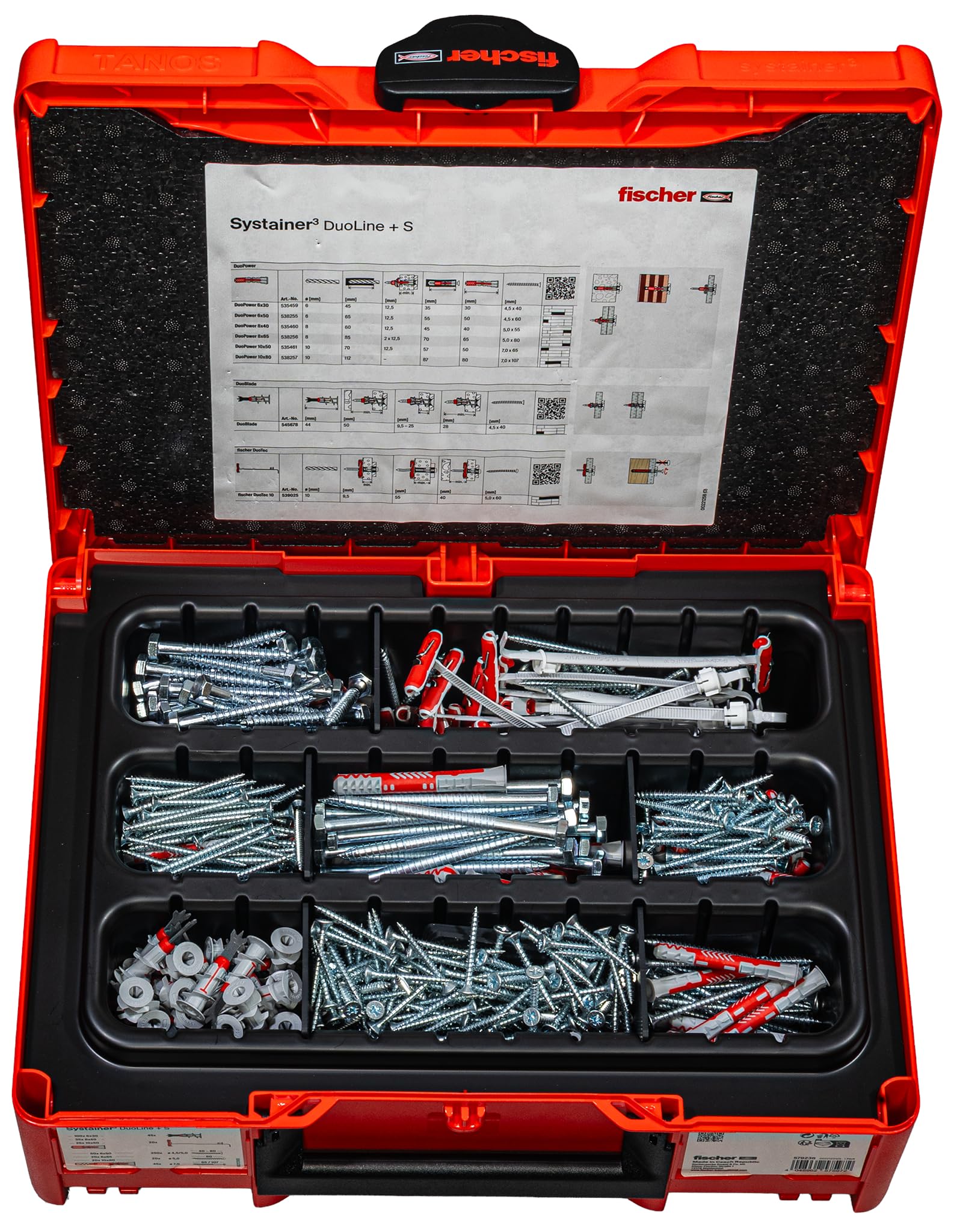 fischer DuoLine + Schraube Systainer M137, 630-teiliges Befestigungsset, DuoPower, DuoTec, DuoBlade, Dübel- und Schraubenset für Voll-, Loch- und Plattenbaustoffe, All-in-One Set für jede Befestigung