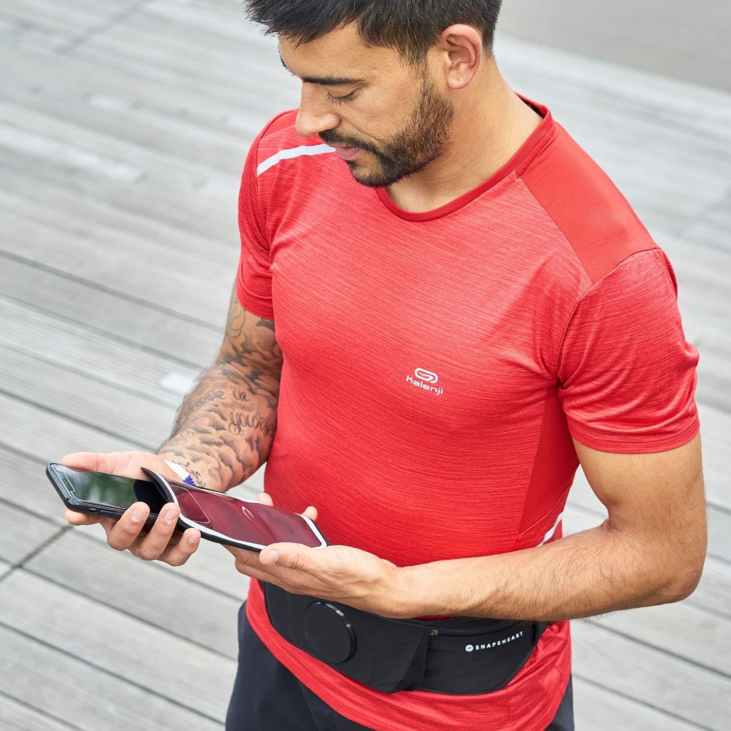 Shapeheart - Ceinture de Sport avec Pochette magnétique détachable & Brassard Telephone Sport Universel pour Running, Course a Pied, Rando... Brassard pour Smartphone